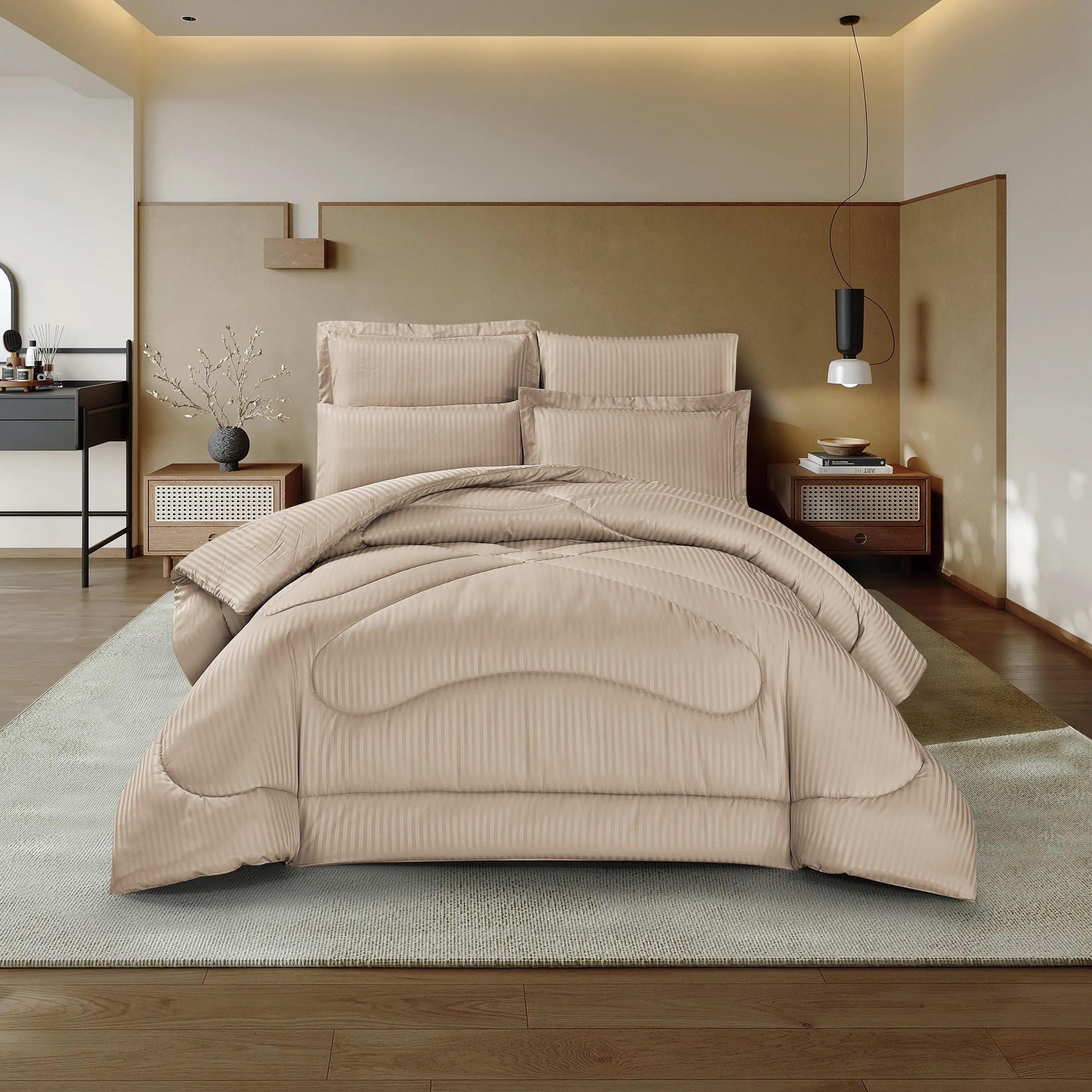 طقم لحاف مخطط توأم من أربع قطع-household-bedding-comfortersandbedspreads-comforters-image-1
