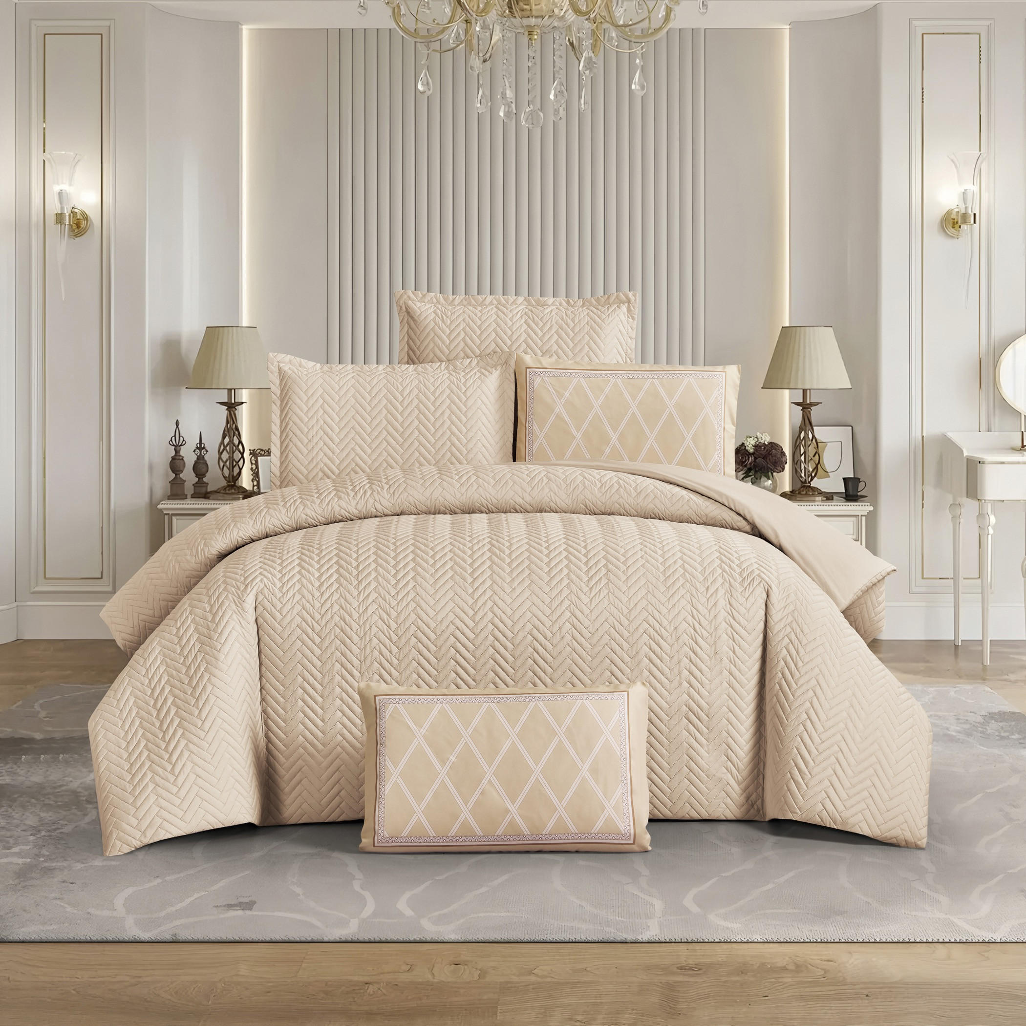 Embossed Quilted Comforter Set-household-bedding-comfortersandbedspreads-comforters-image-1