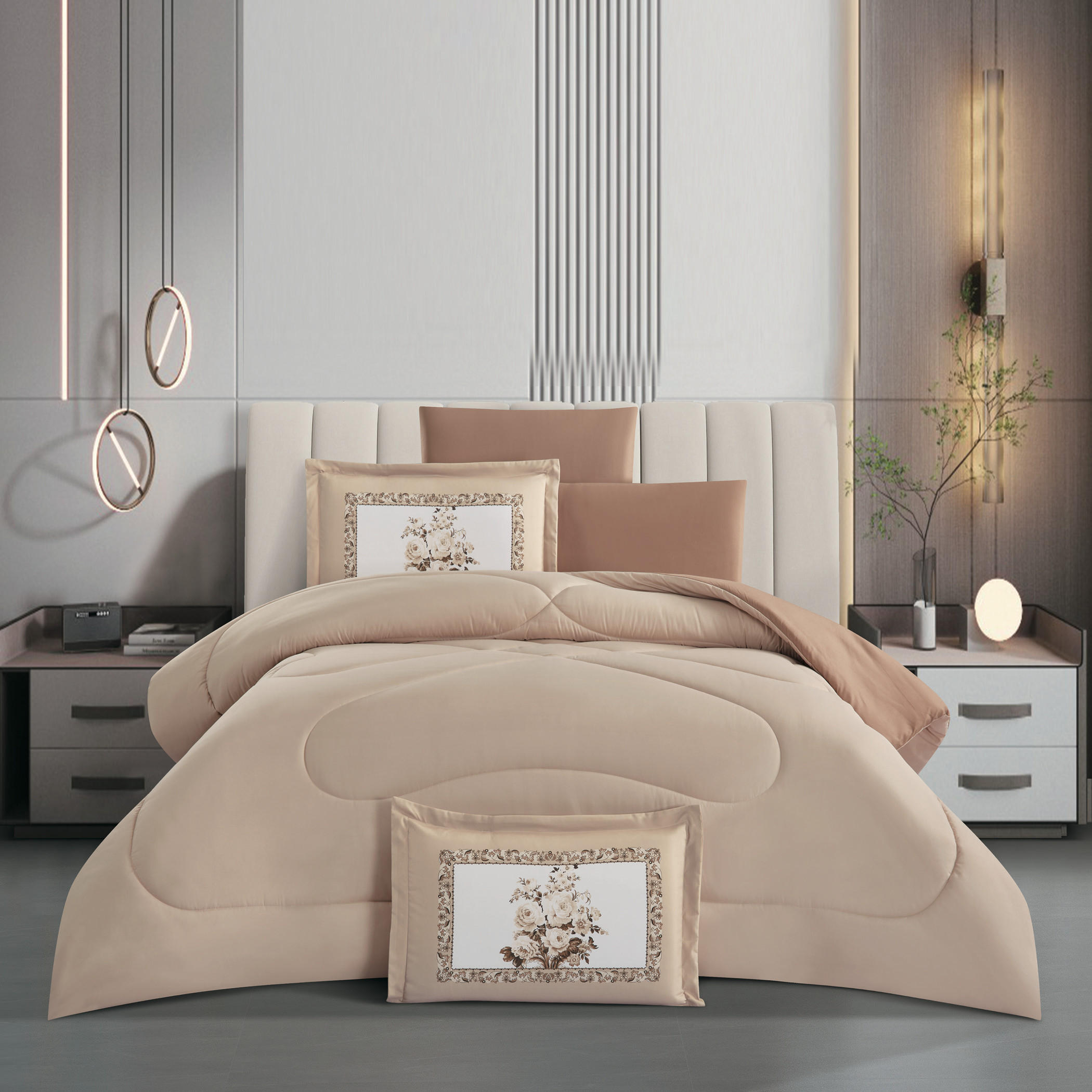 Reversible Floral Comforter Set Double-household-bedding-comfortersandbedspreads-comforters-image-1