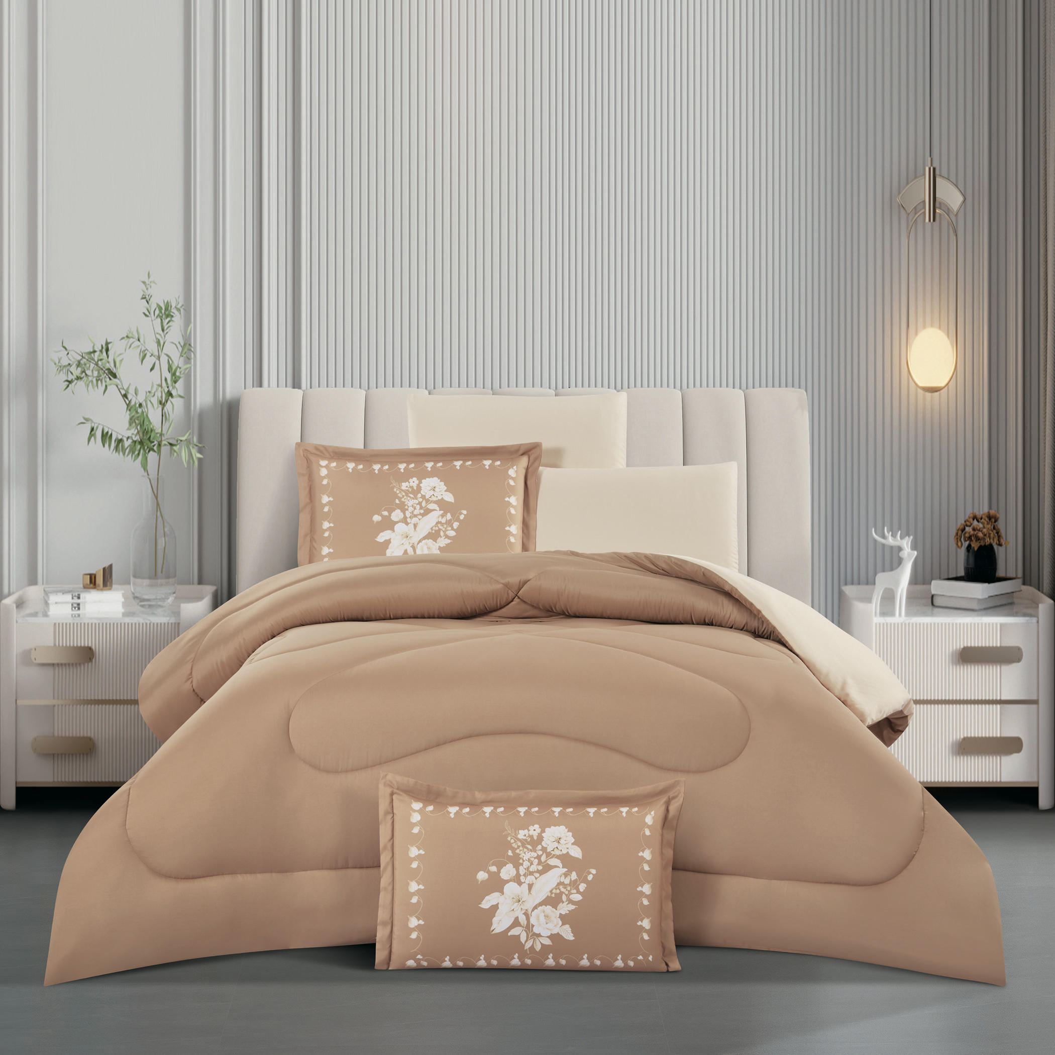 Reversible Floral Embroidered Comforter Set-household-bedding-comfortersandbedspreads-comforters-image-1
