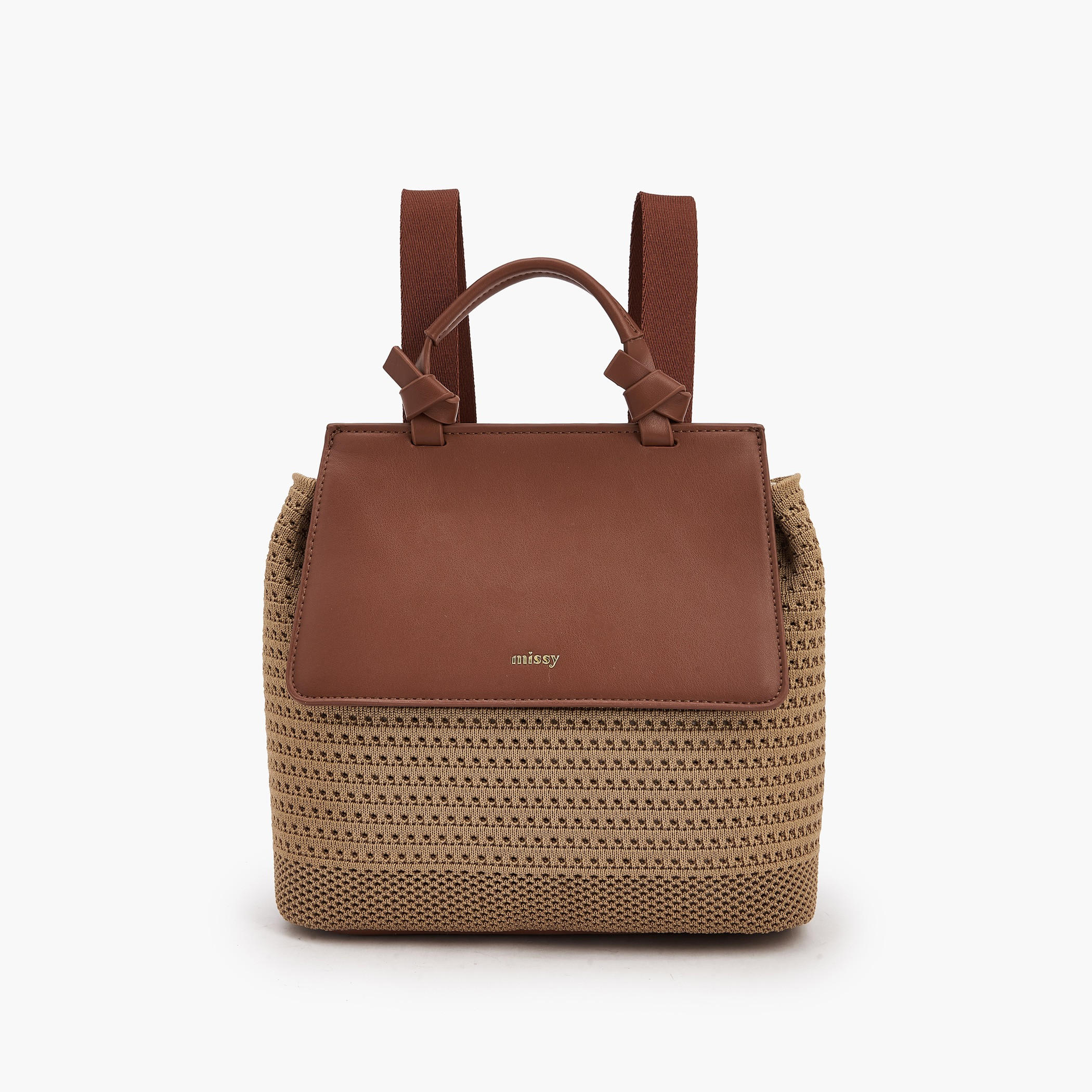 Missy Textured Backpack with Flap Closure-women-bagsandwallets-backpacks-image-1