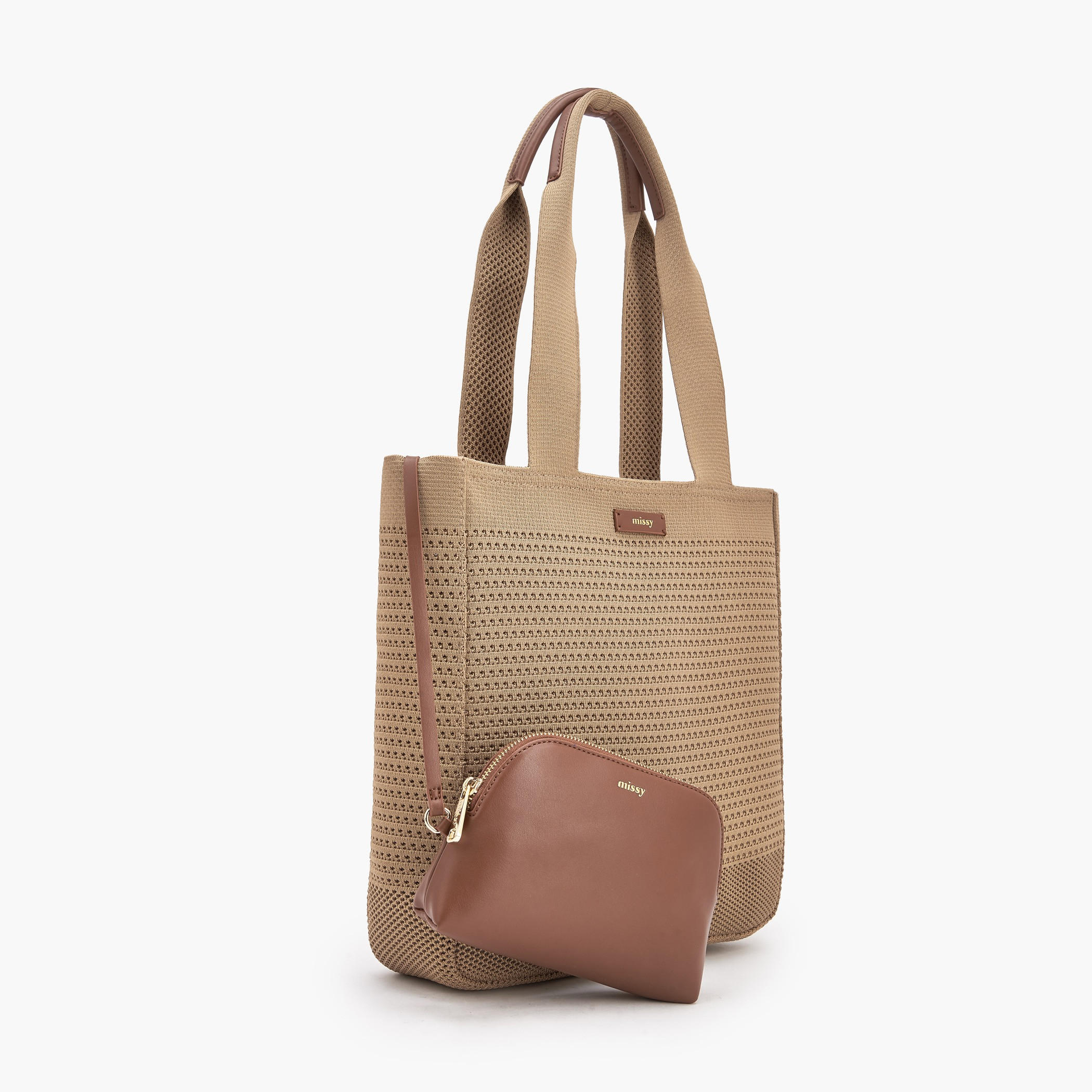 Missy Textured Tote Bag with Pouch-women-bagsandwallets-handbags-image-3