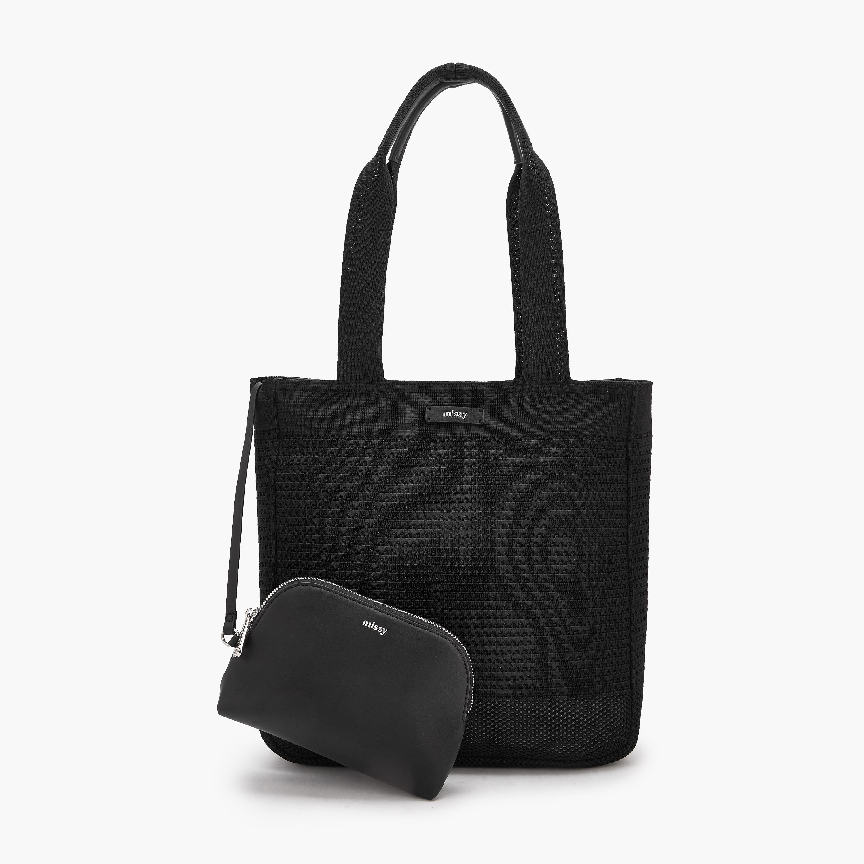 Missy Textured Tote Bag with Pouch-women-bagsandwallets-handbags-image-1