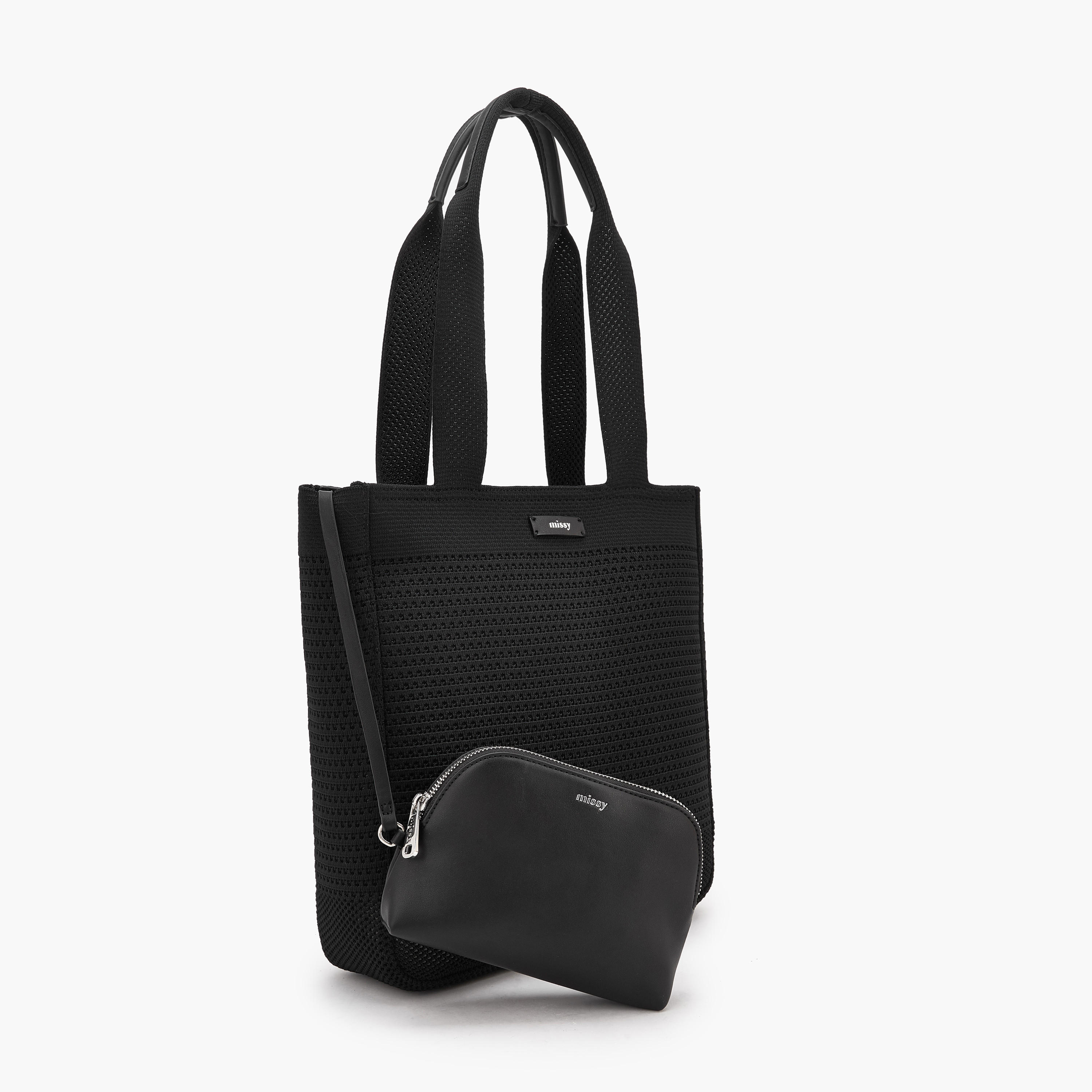 Missy Textured Tote Bag with Pouch-women-bagsandwallets-handbags-image-3