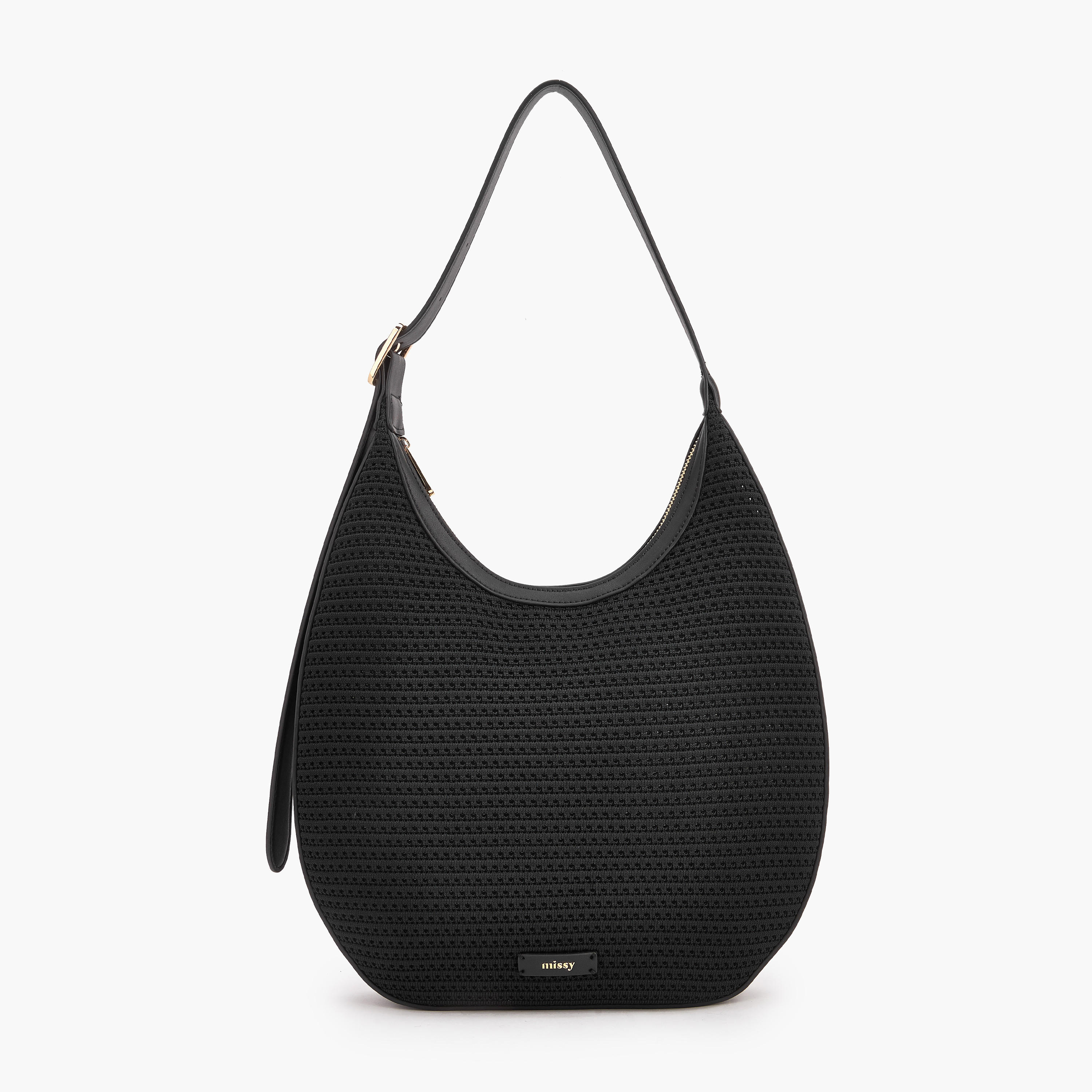 Missy Textured Shoulder Bag with Zip Closure-women-bagsandwallets-handbags-image-1