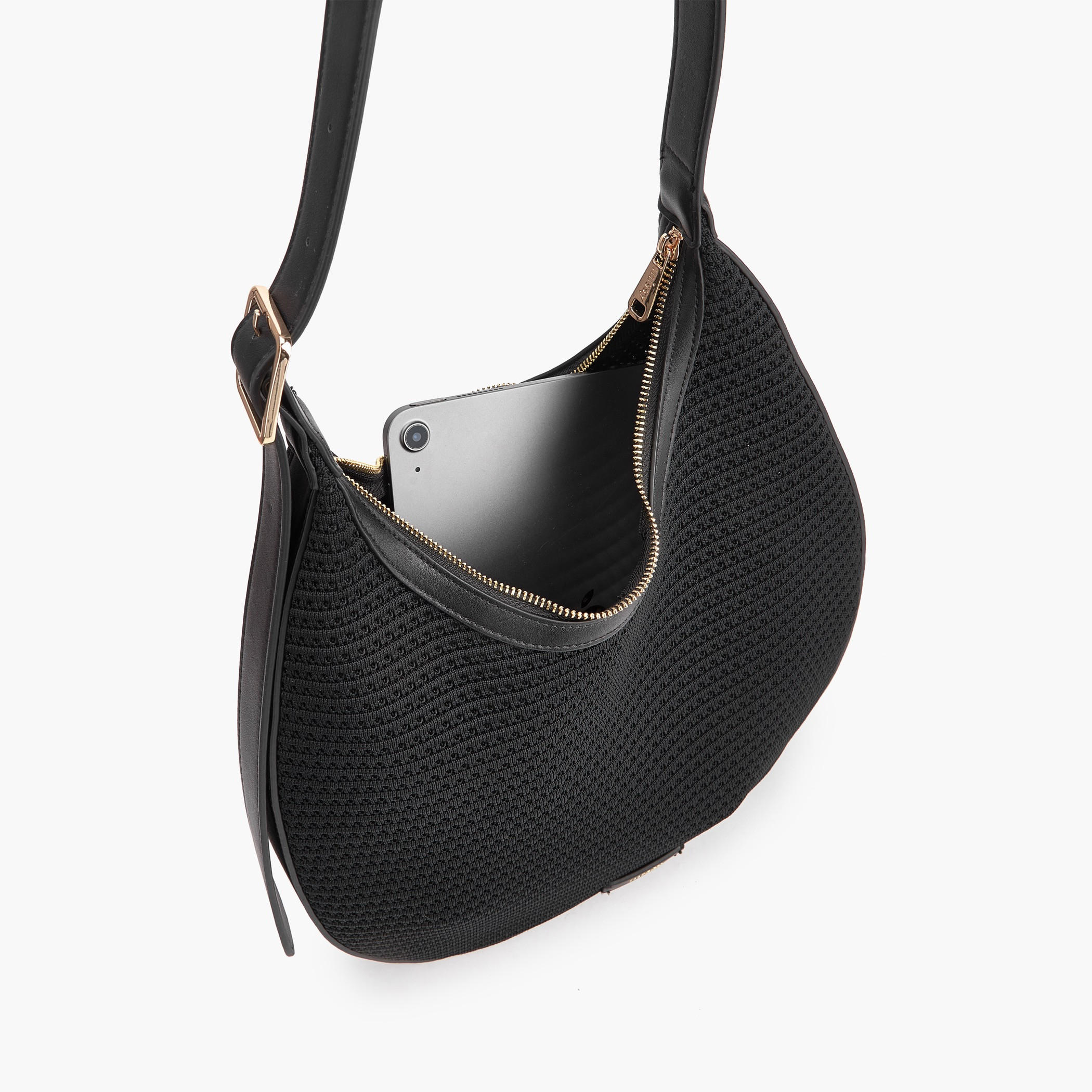 Missy Textured Shoulder Bag with Zip Closure-women-bagsandwallets-handbags-image-7