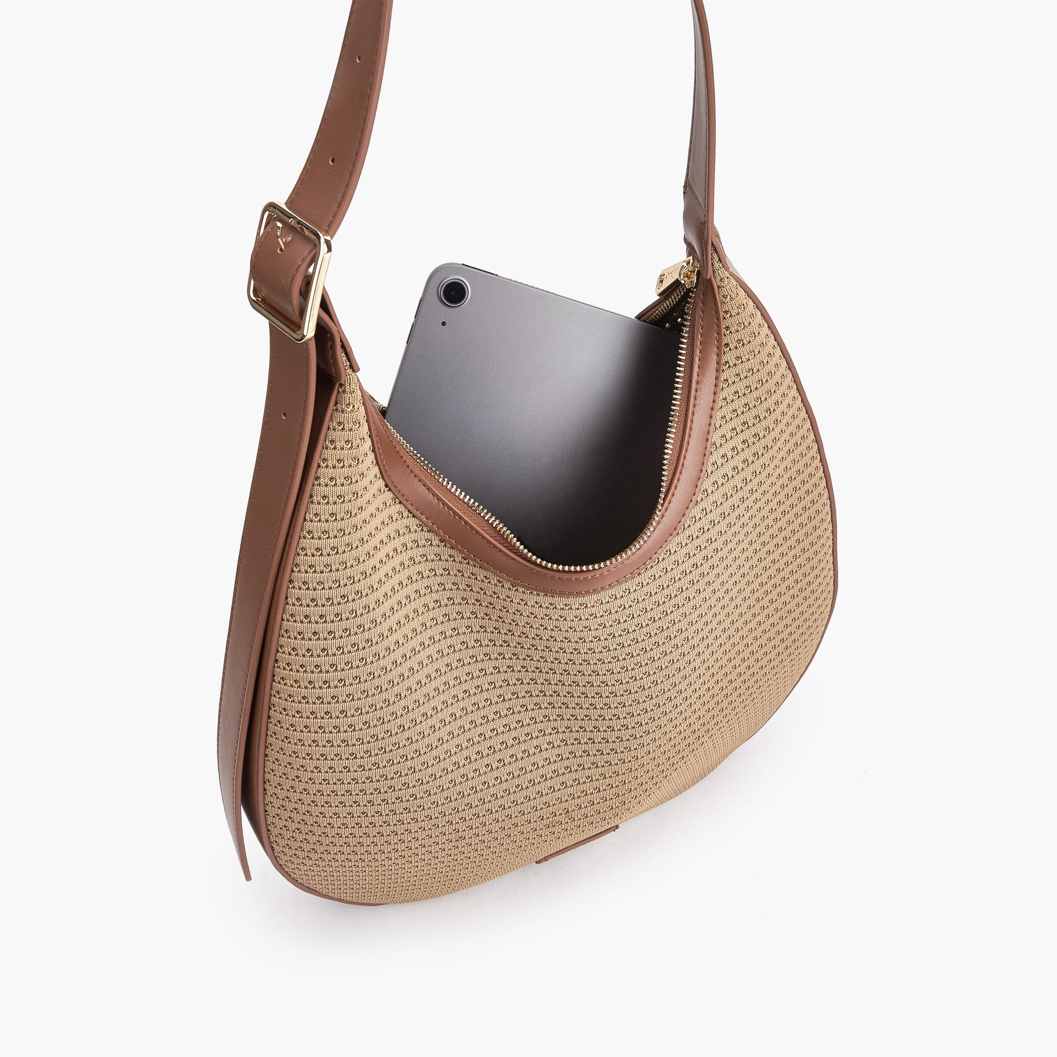 Missy Textured Shoulder Bag with Zip Closure-women-bagsandwallets-handbags-image-7