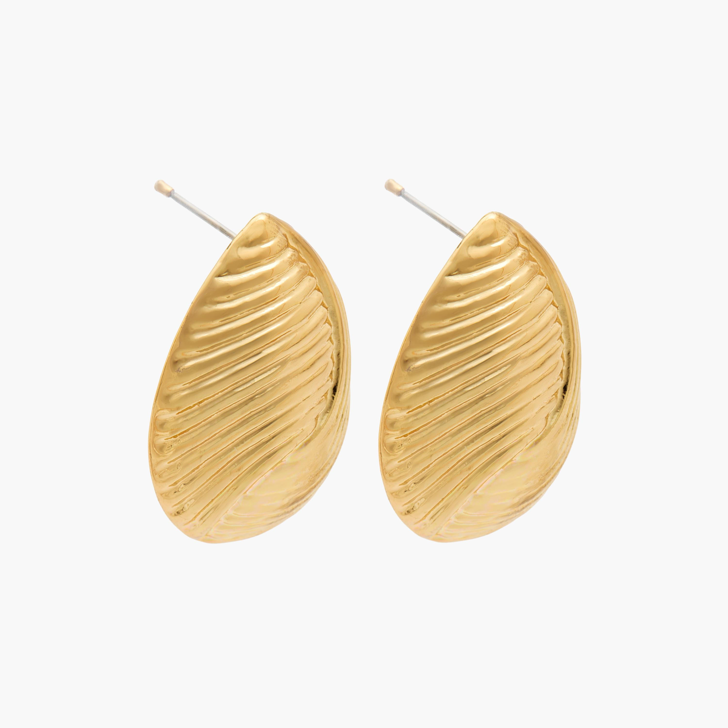 Metallic Textured Stud Earrings with Pushback Closure-women-watchesandjewellery-jewellery-earrings-image-2