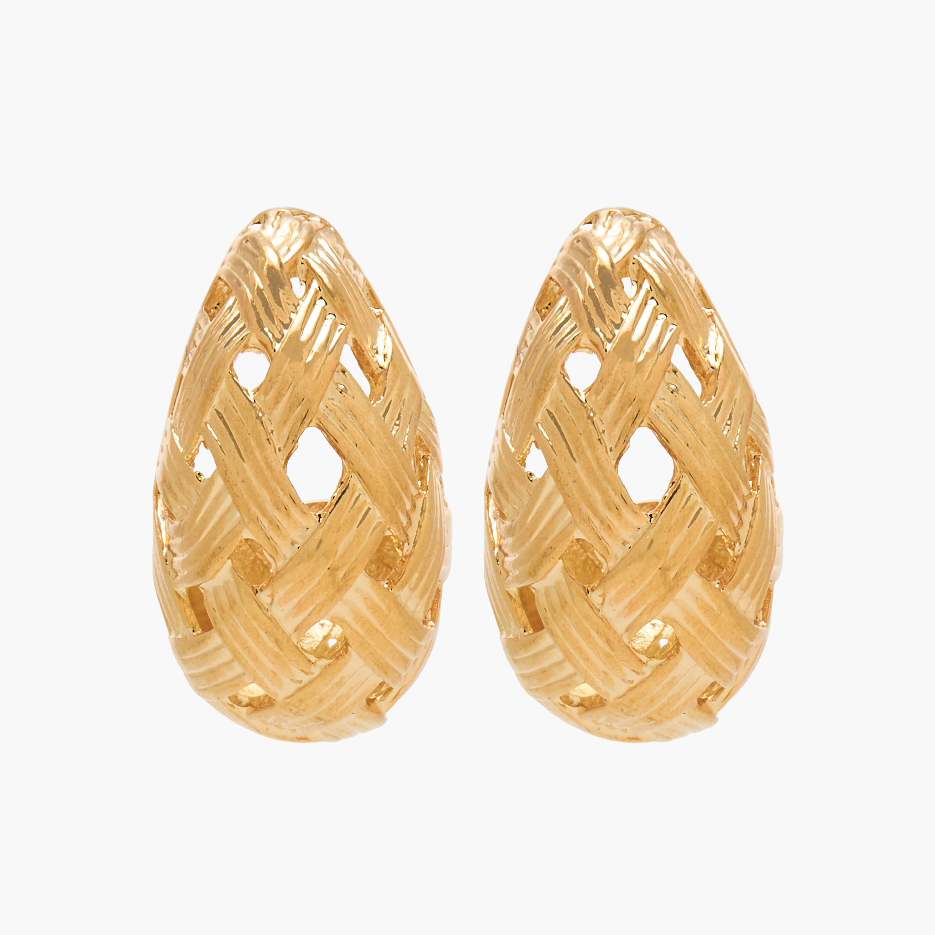 Gold Tone Teardrop Earrings with Pushback Closure-women-watchesandjewellery-jewellery-earrings-image-1