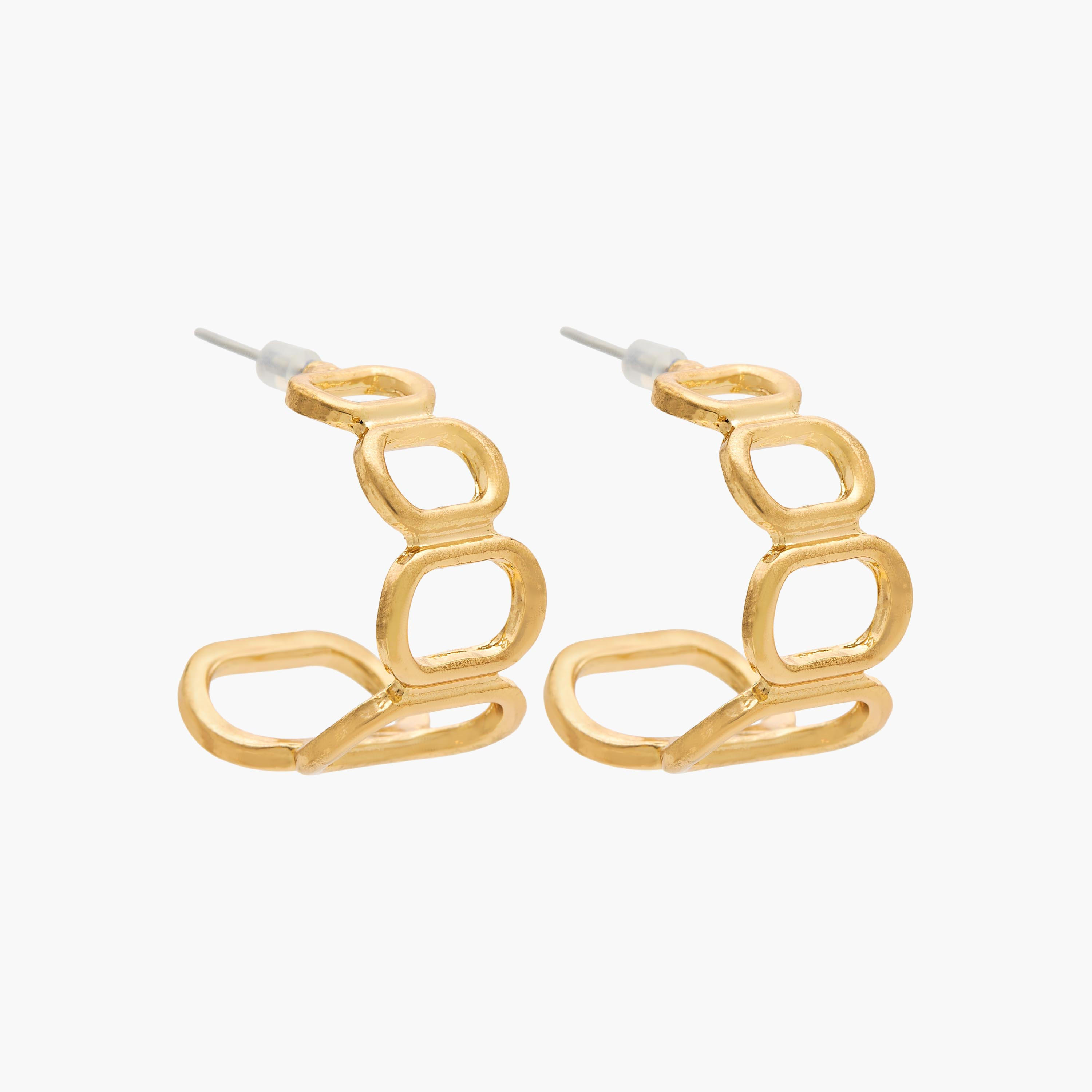 Metallic Cutout Hoop Earrings with Pushback Closure-women-watchesandjewellery-jewellery-earrings-image-2