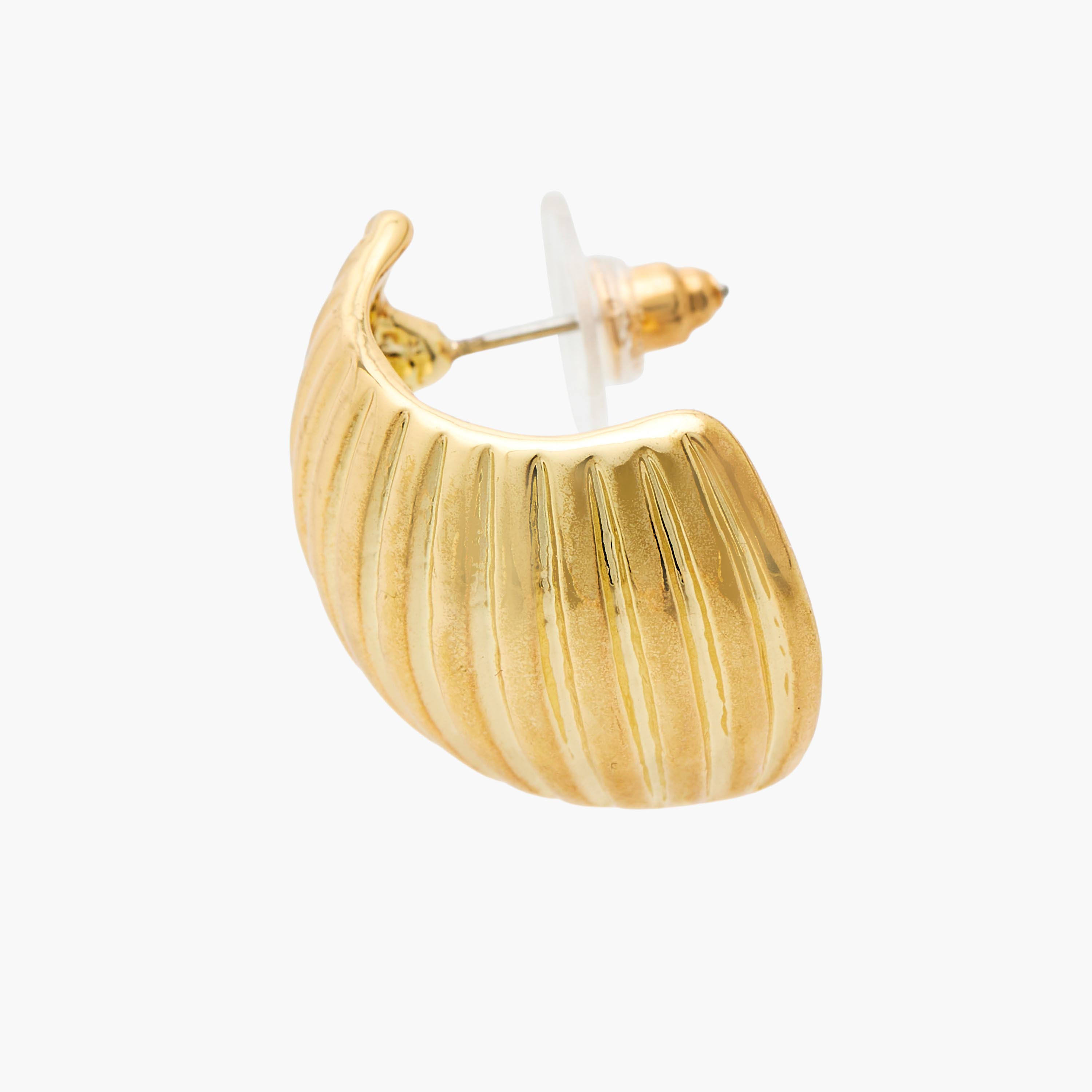 Metallic Textured Hoop Earrings with Pushback Closure-women-watchesandjewellery-jewellery-earrings-image-4