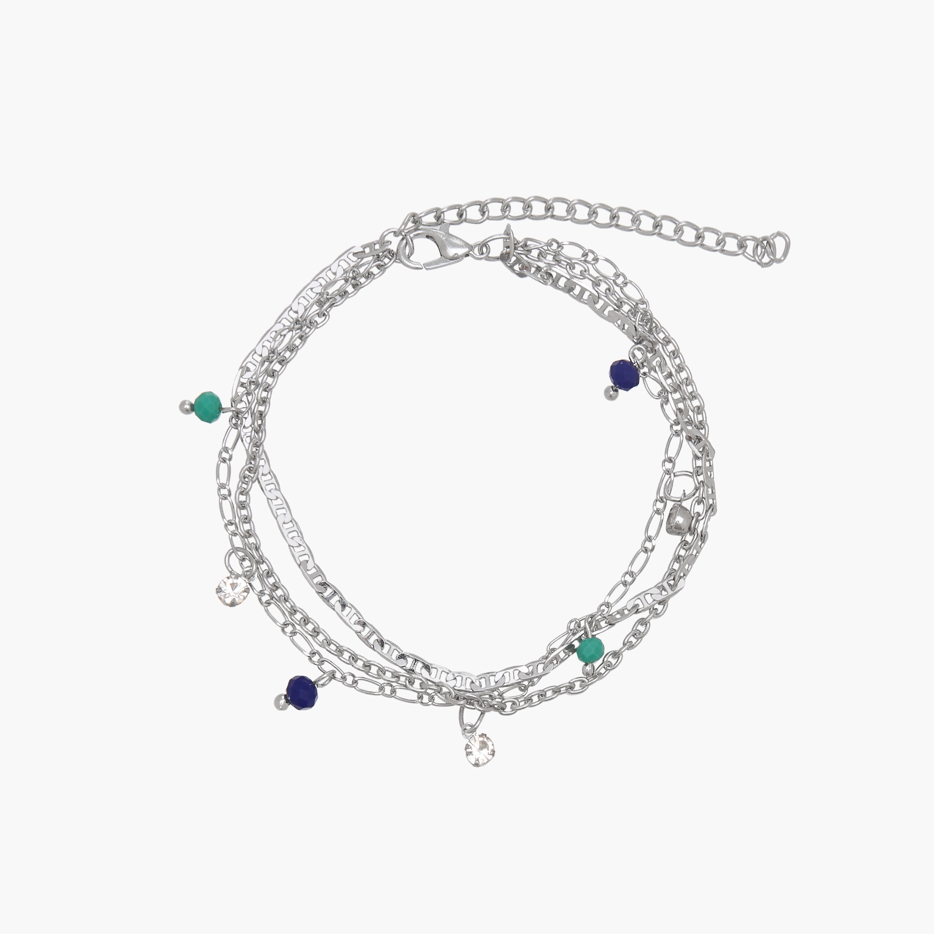 Silver Tone Charm Embellished Layered Anklet-women-watchesandjewellery-jewellery-anklets-image-2