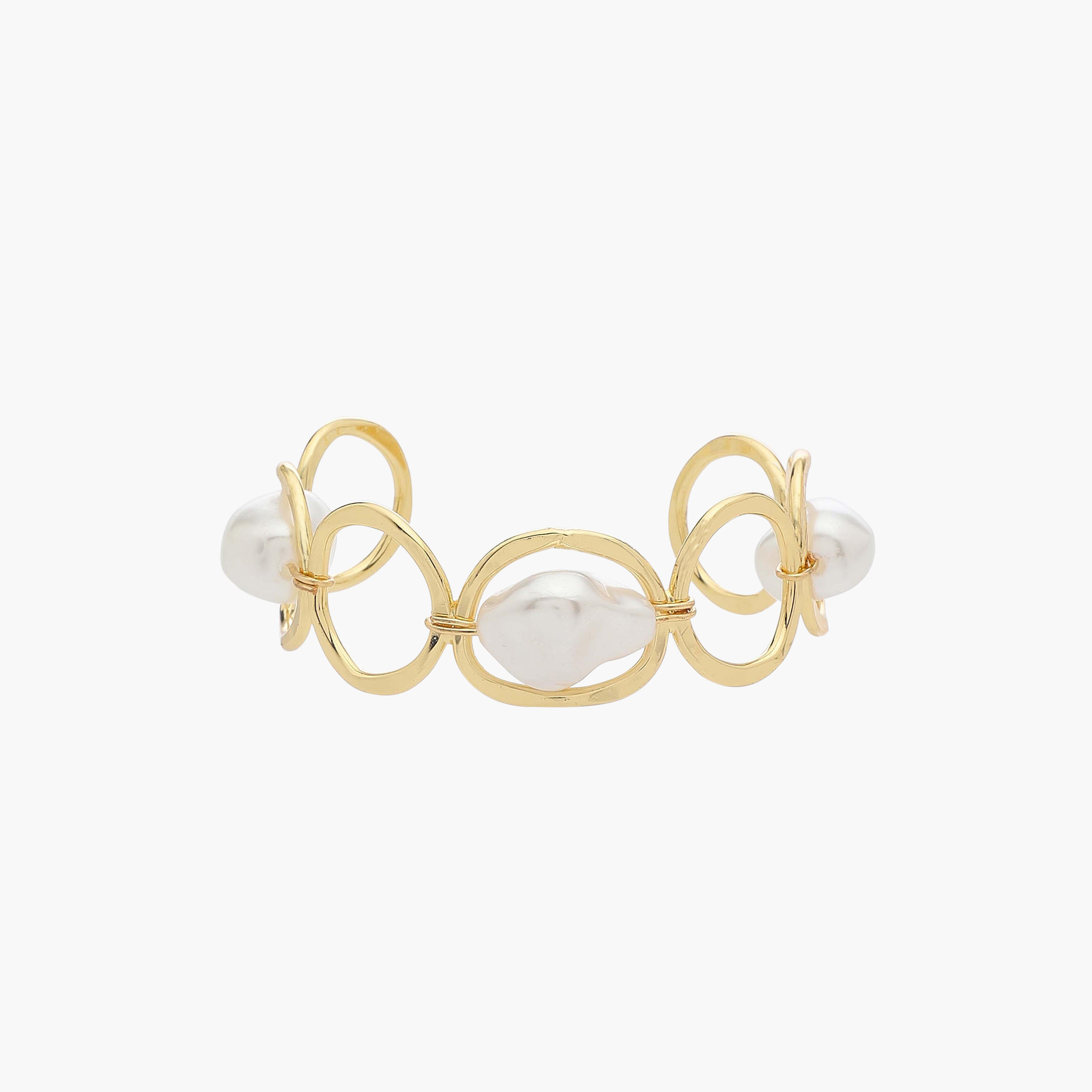 سوار مفتوح معدن بتزيينات لؤلؤ-women-watchesandjewellery-jewellery-banglesandbracelets-image-1