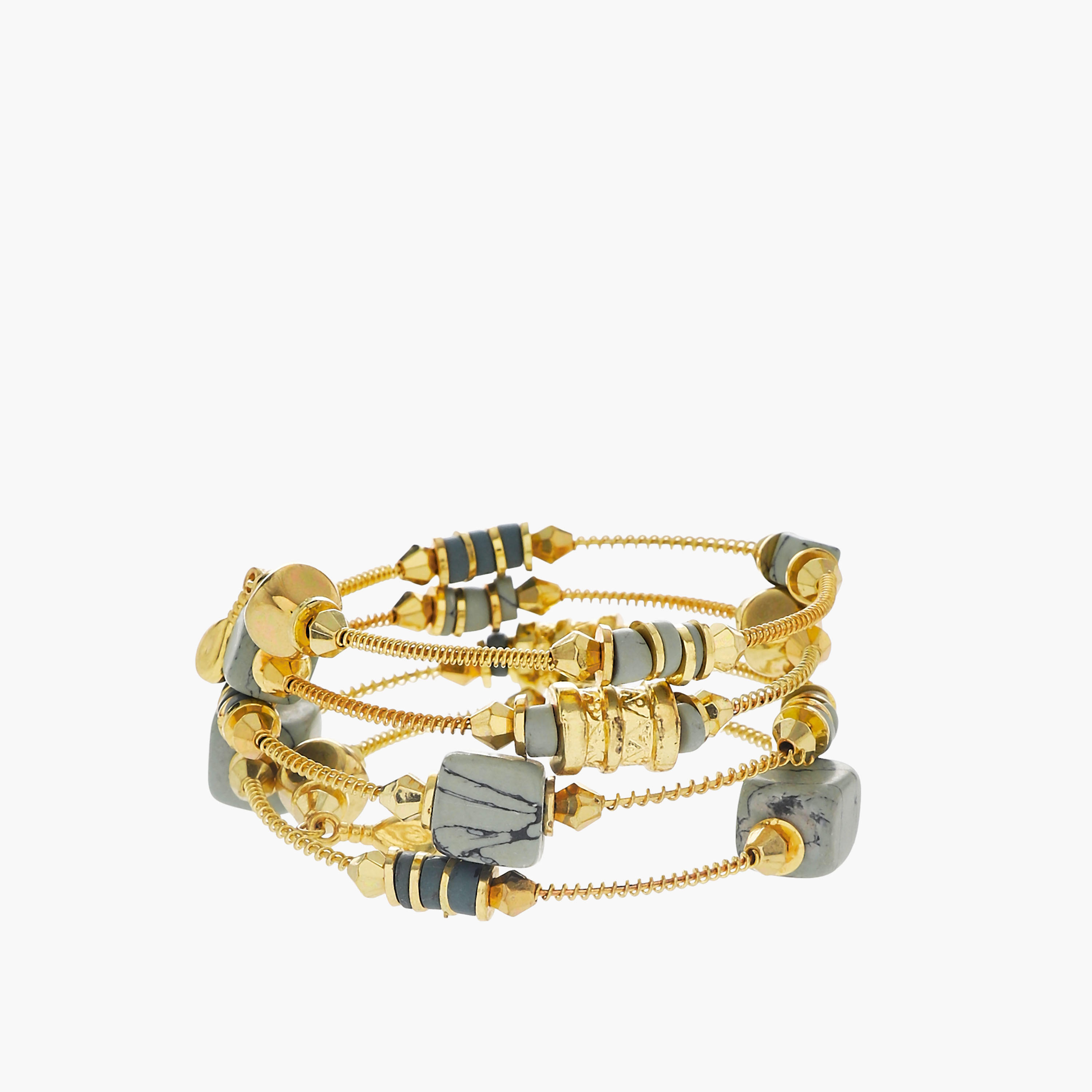 Metallic Beaded Coil Bracelet-women-watchesandjewellery-jewellery-banglesandbracelets-image-1
