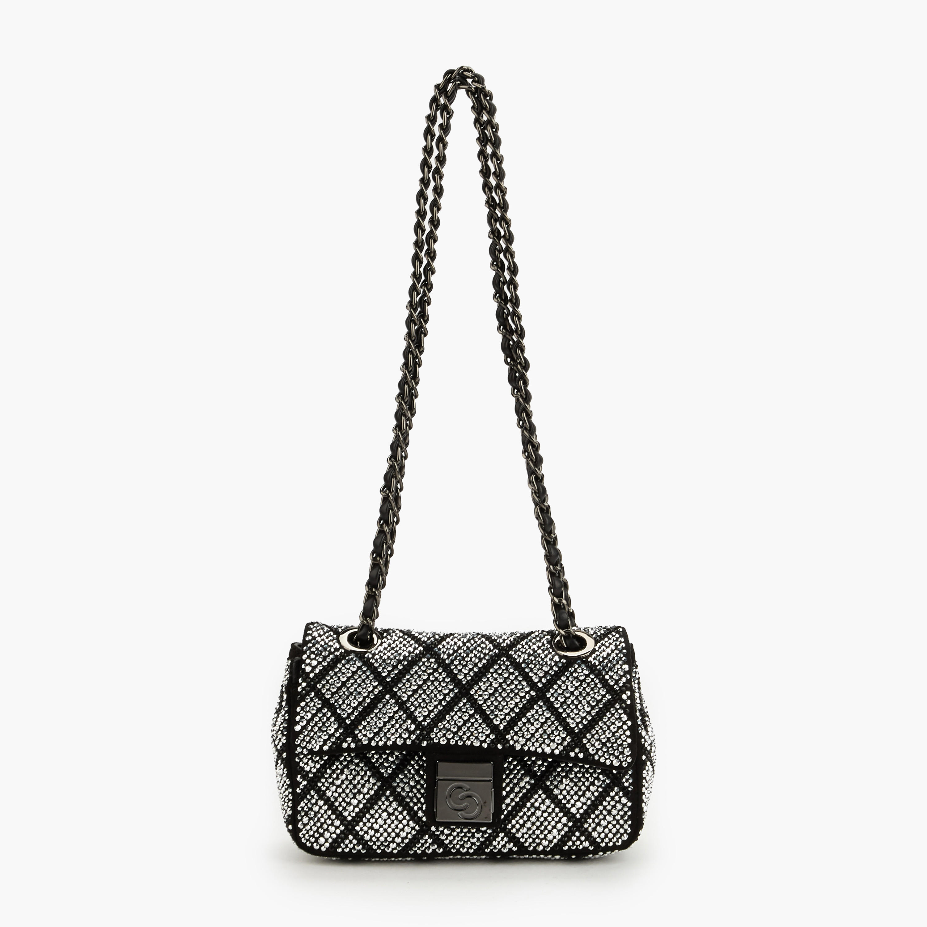 Celeste Embellished Crossbody Bag with Chain Strap-women-bagsandwallets-handbags-image-1