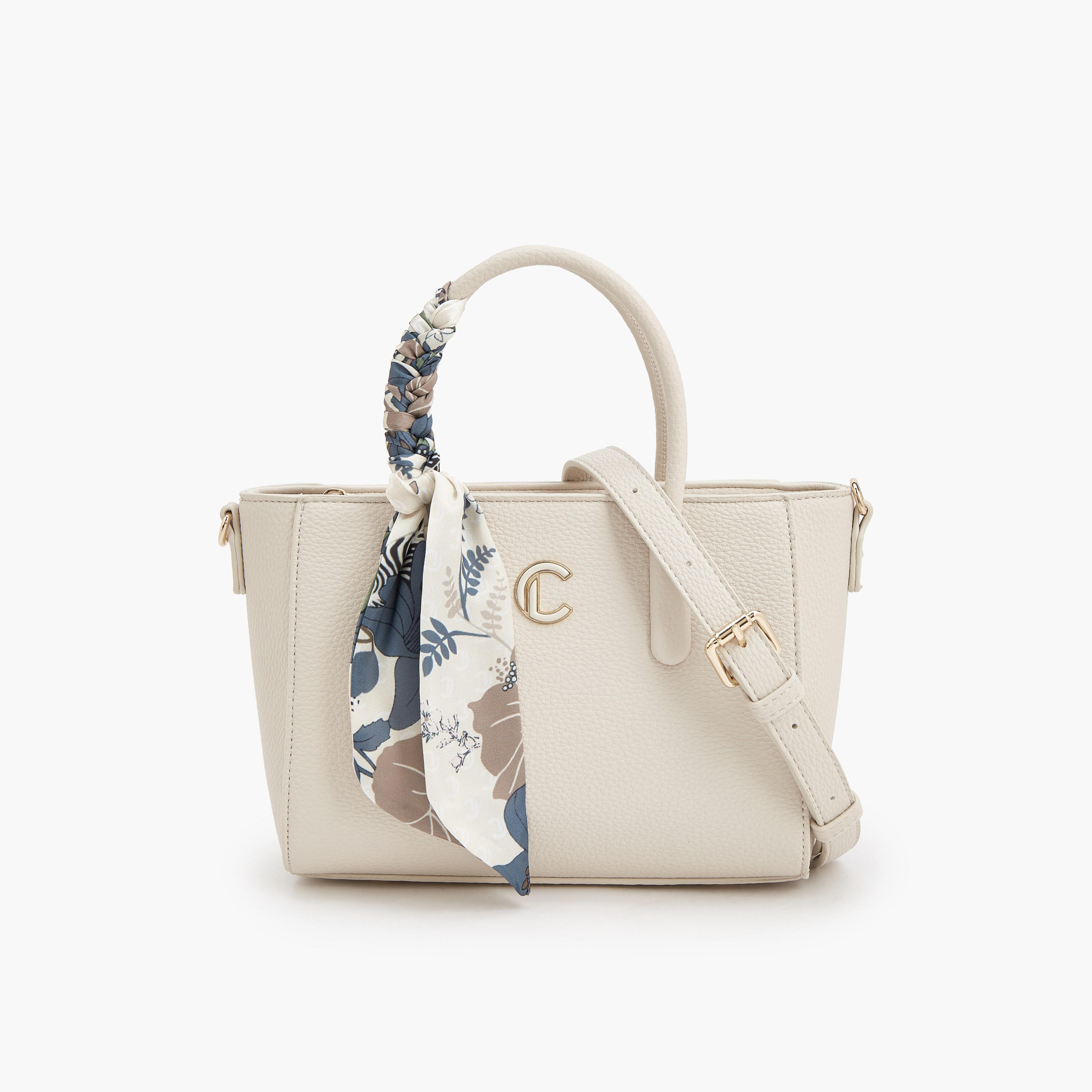Le Confort Scarf Accent Tote Bag with Detachable Strap-women-bagsandwallets-handbags-image-1
