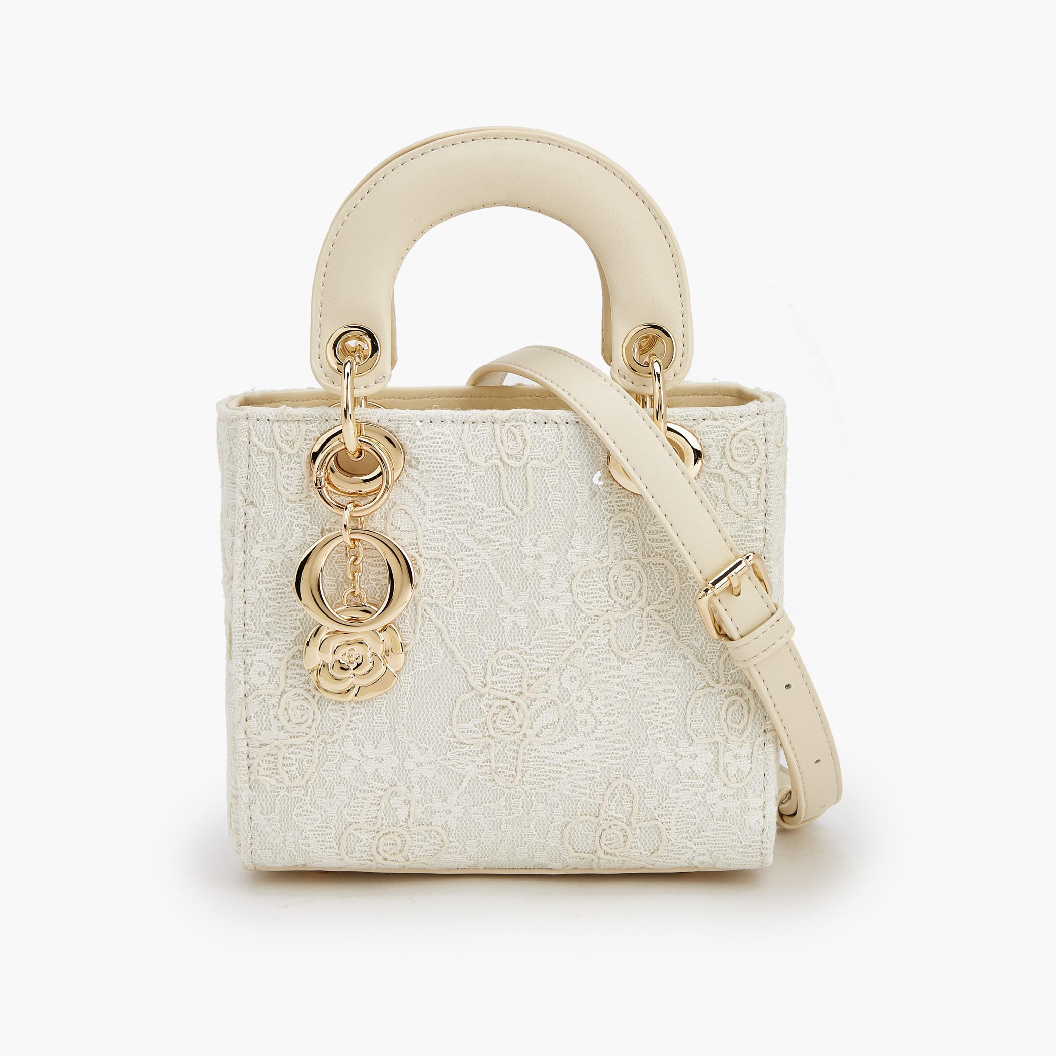 Le Confort Floral Lace Tote Bag with Charm Detail-women-bagsandwallets-handbags-image-1