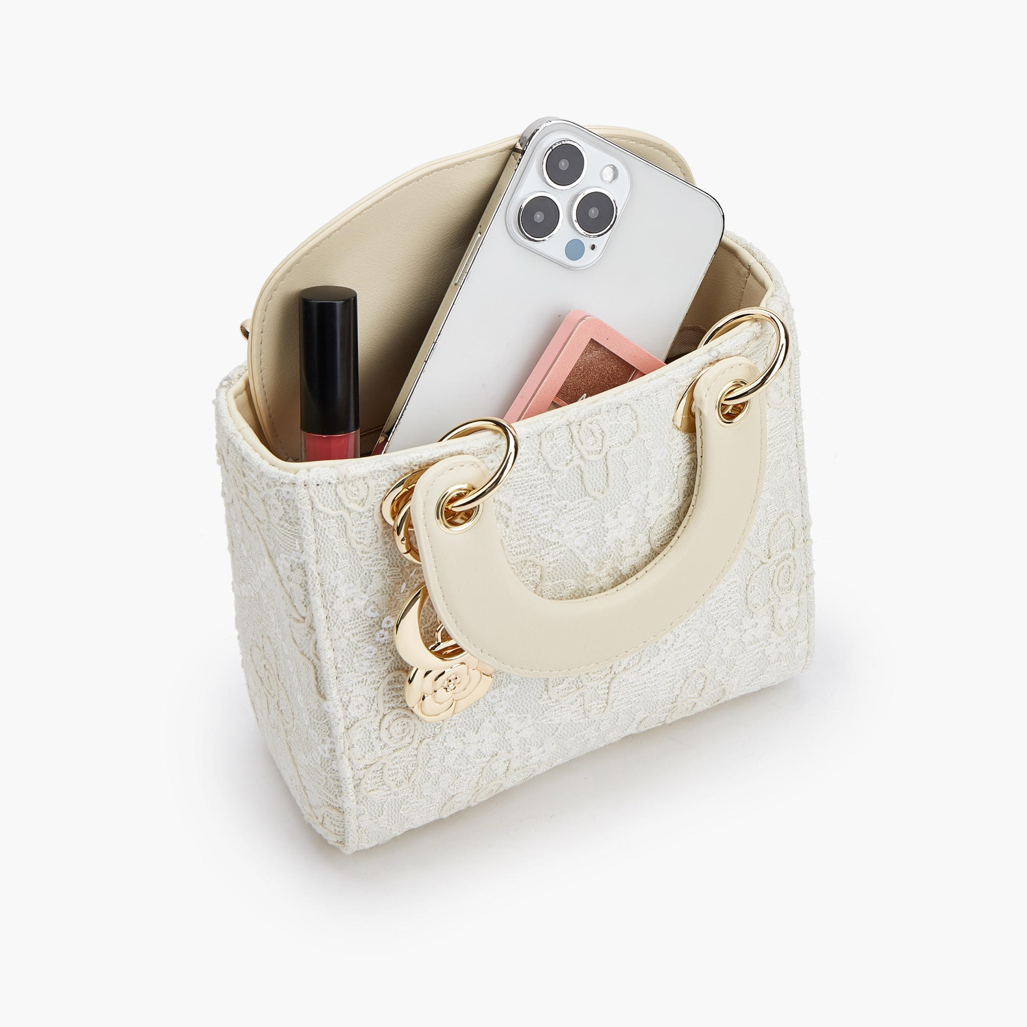 Le Confort Floral Lace Tote Bag with Charm Detail-women-bagsandwallets-handbags-image-8