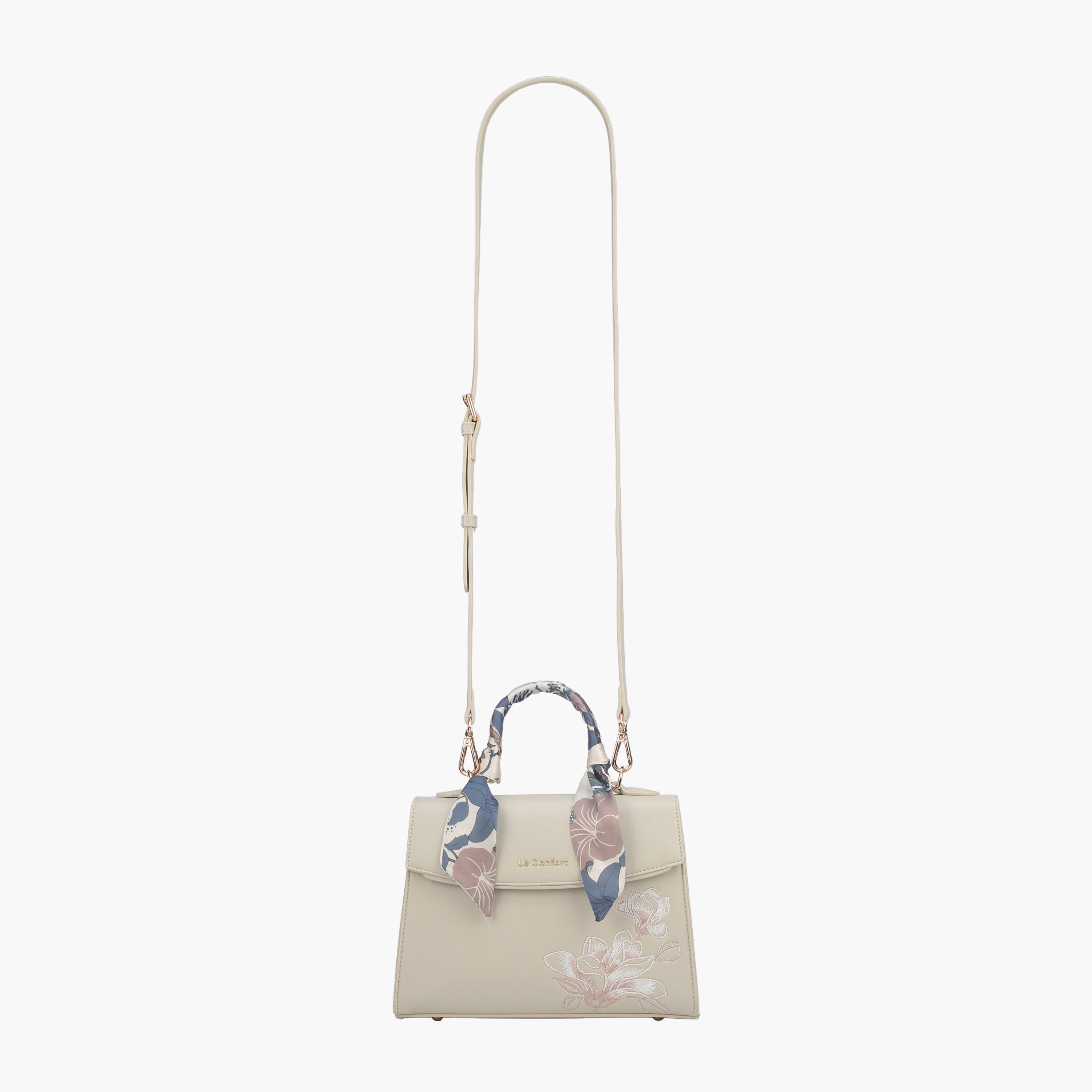 Le Confort Scarf Accent Satchel Bag with Flap Closure-women-bagsandwallets-handbags-image-2