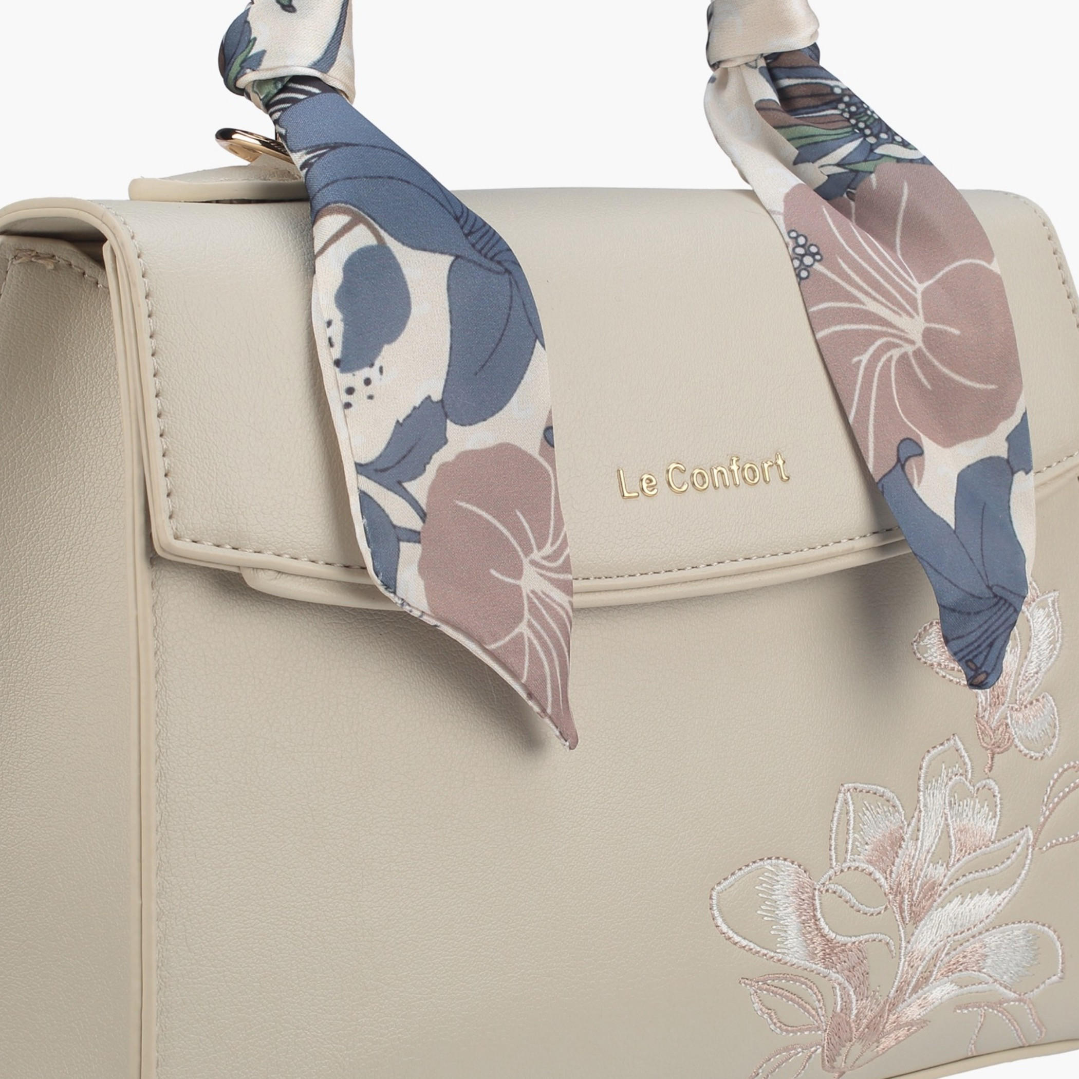 Le Confort Scarf Accent Satchel Bag with Flap Closure-women-bagsandwallets-handbags-image-4