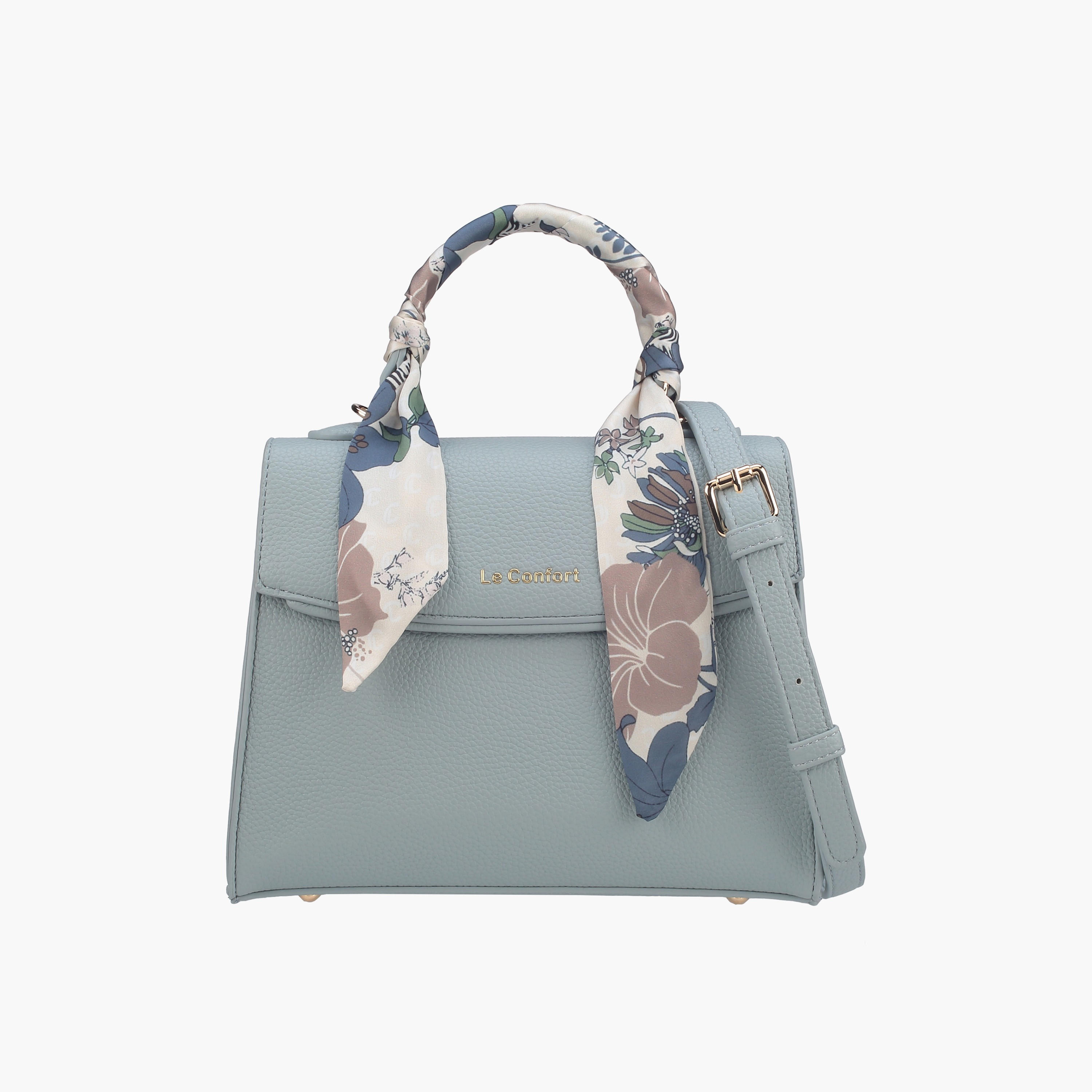 Le Confort Scarf Accent Satchel Bag with Flap Closure-women-bagsandwallets-handbags-image-1