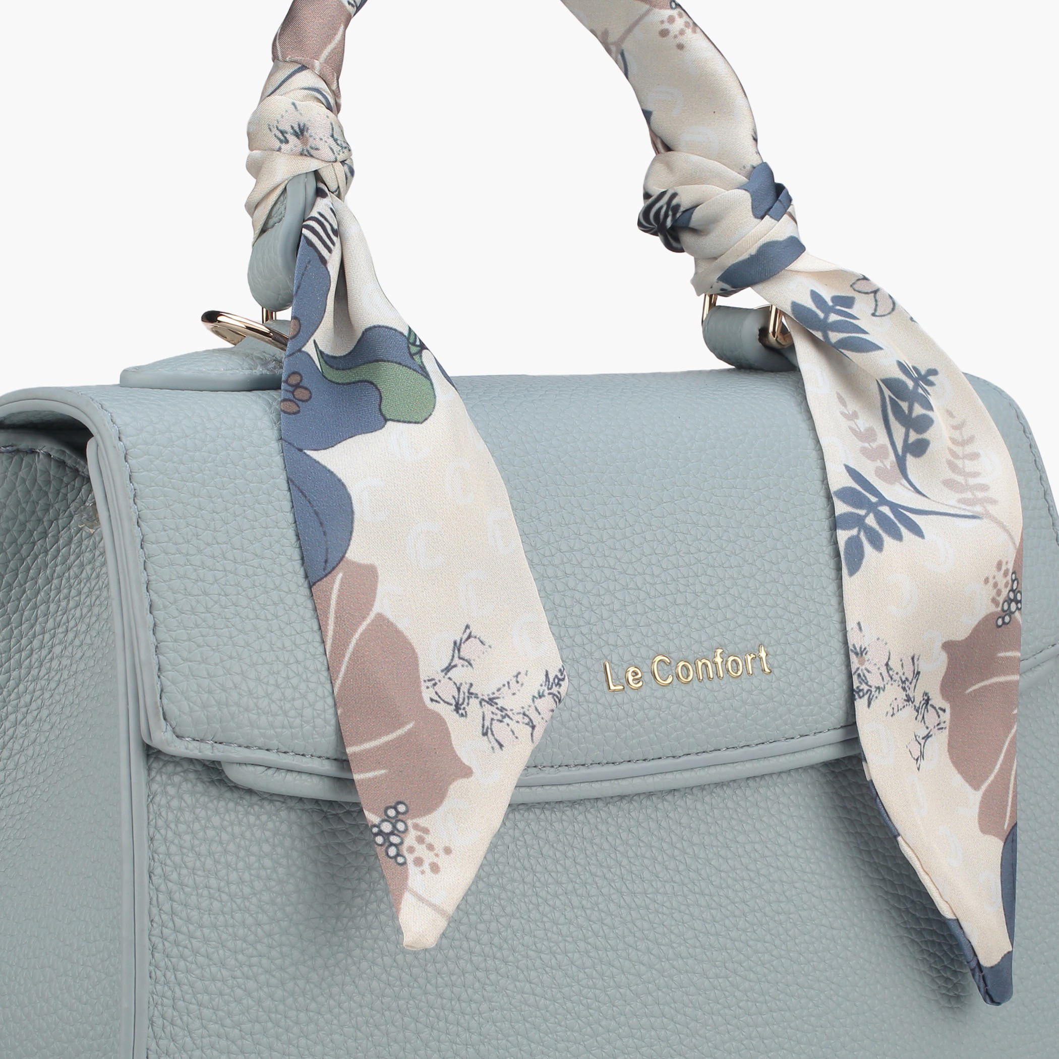 Le Confort Scarf Accent Satchel Bag with Flap Closure-women-bagsandwallets-handbags-image-4