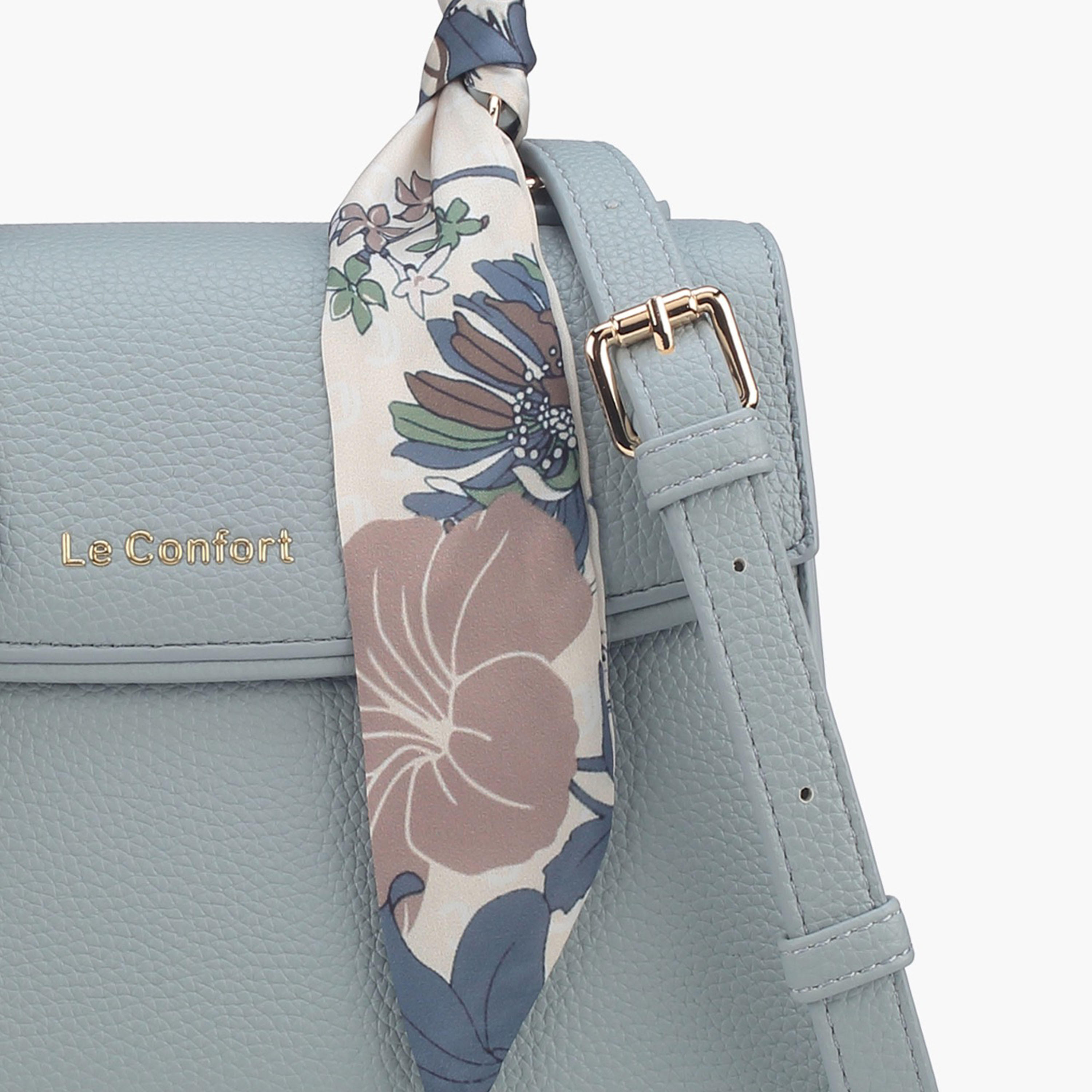 Le Confort Scarf Accent Satchel Bag with Flap Closure-women-bagsandwallets-handbags-image-8