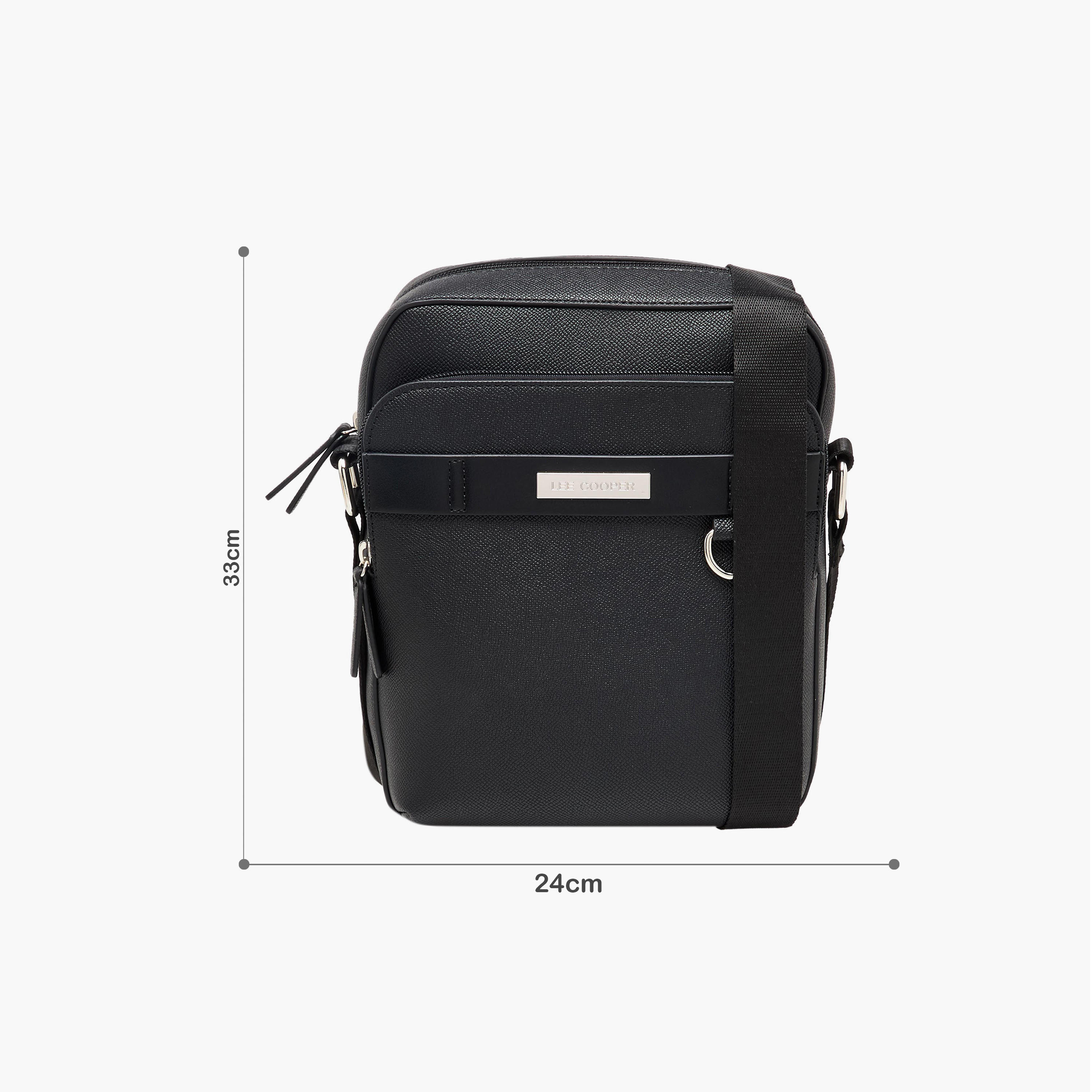 Lee Cooper Solid Crossbody Bag with Adjustable Strap-men-bags-image-2