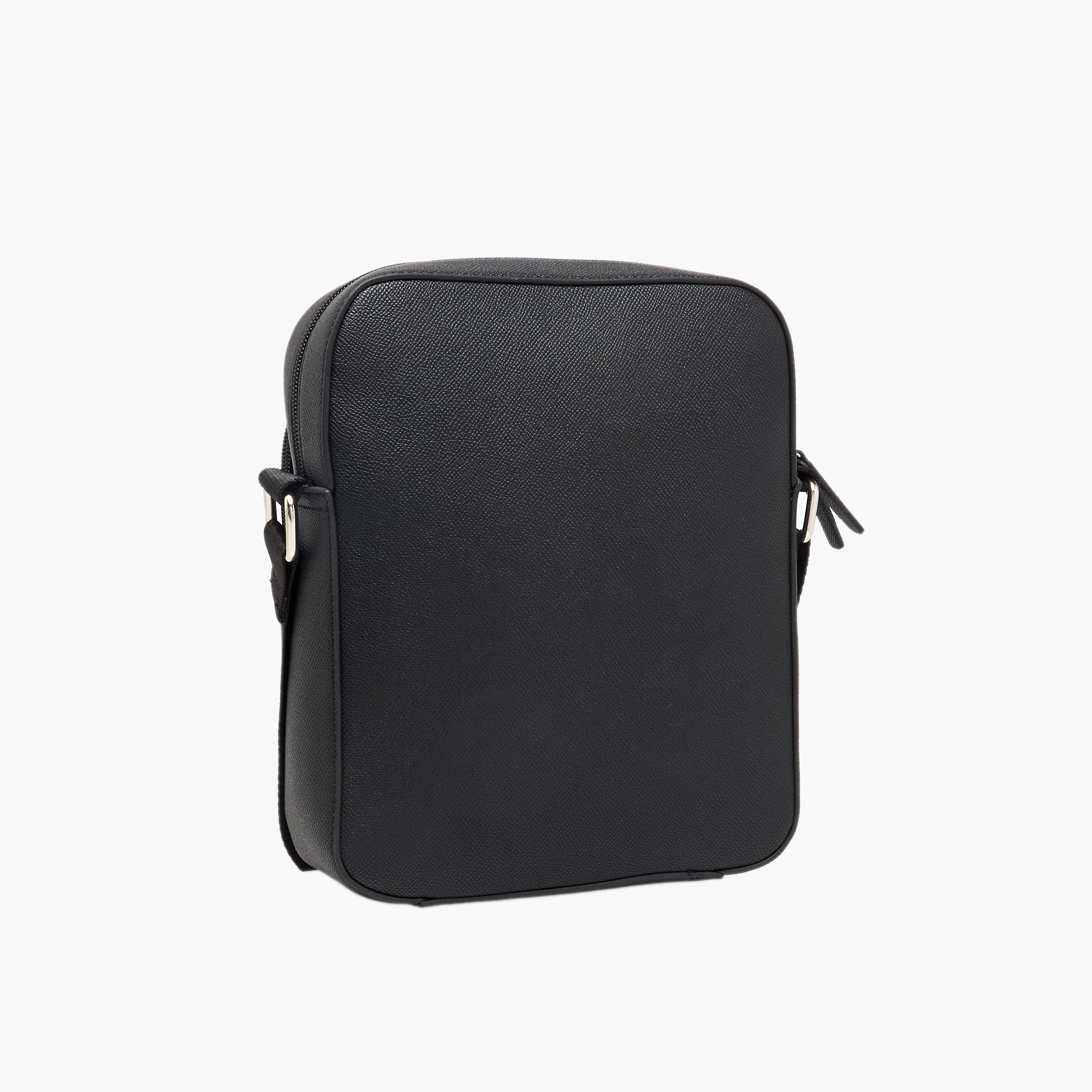Lee Cooper Solid Crossbody Bag with Adjustable Strap-men-bags-image-6