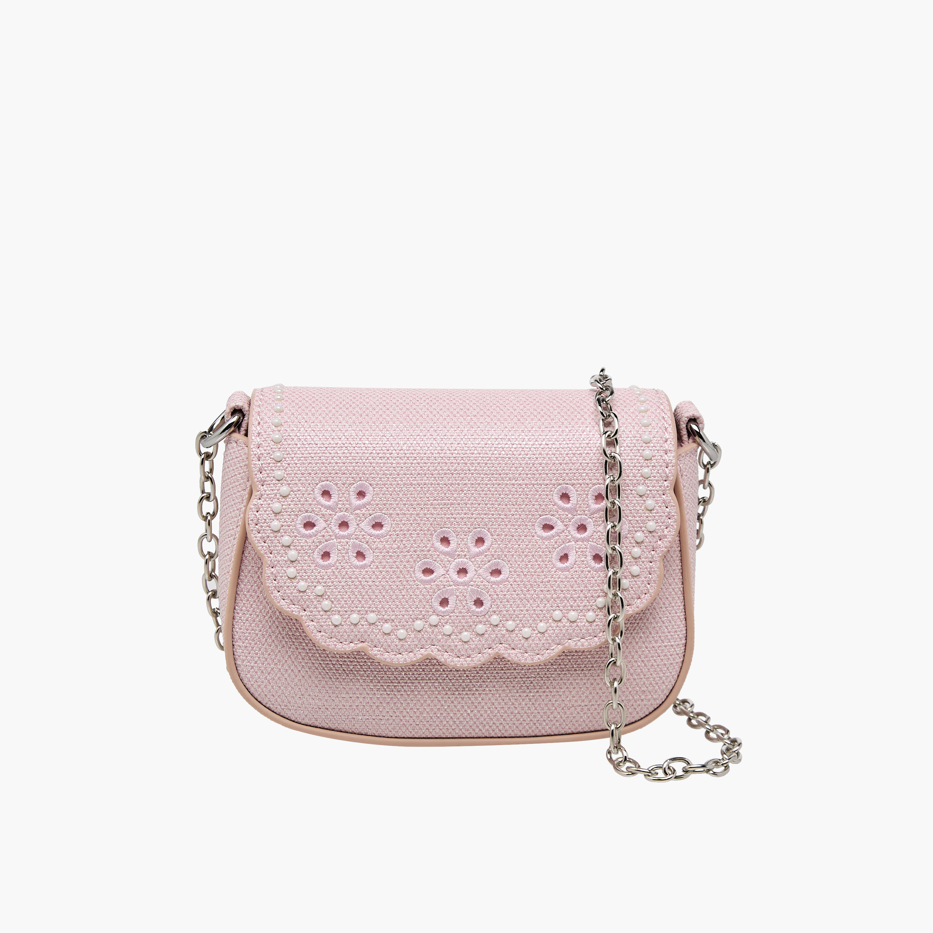 شنطة كروس بودي مطرزة بحزام سلسلة من ليتل ميسي-girls-accessories-bags-image-1
