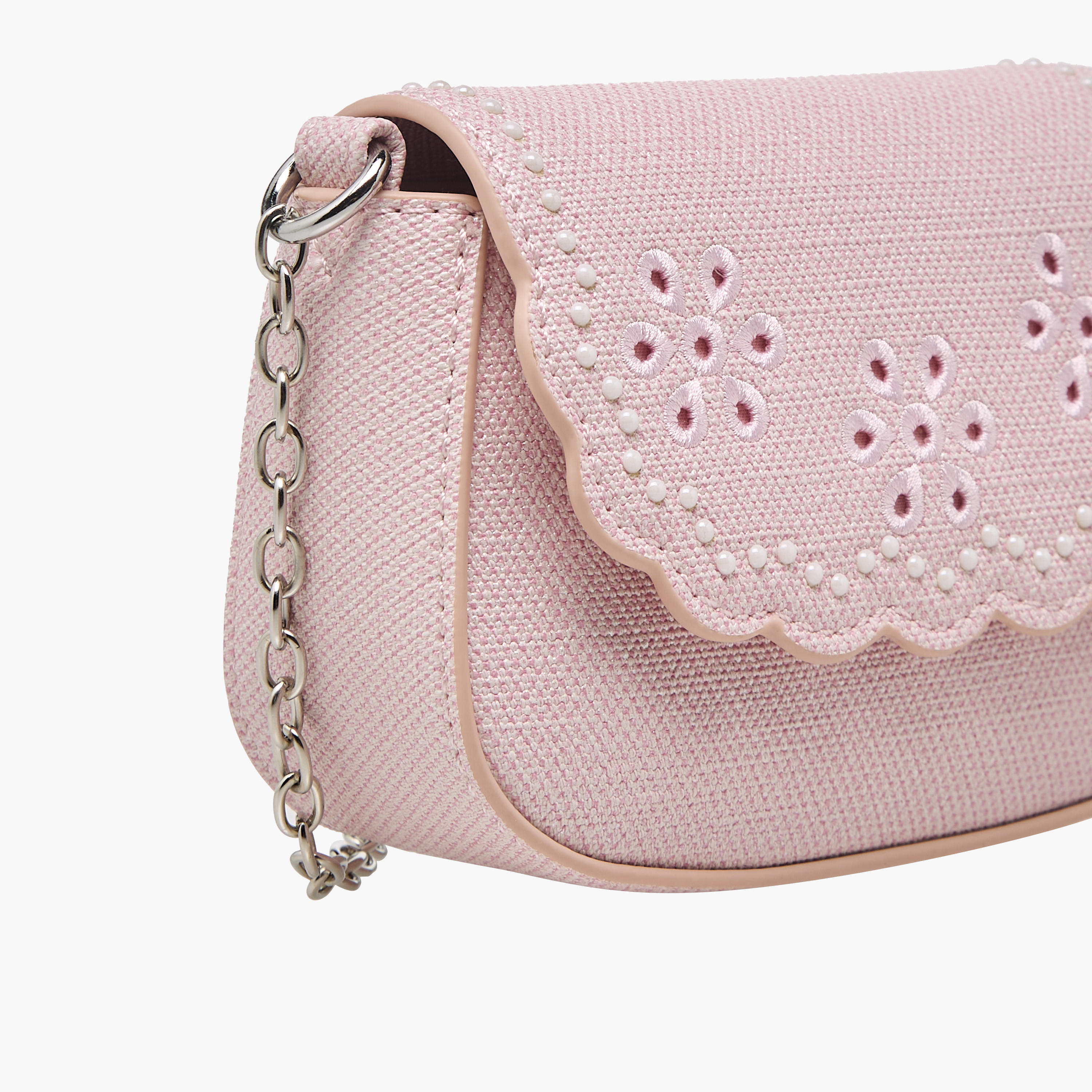 شنطة كروس بودي مطرزة بحزام سلسلة من ليتل ميسي-girls-accessories-bags-image-4