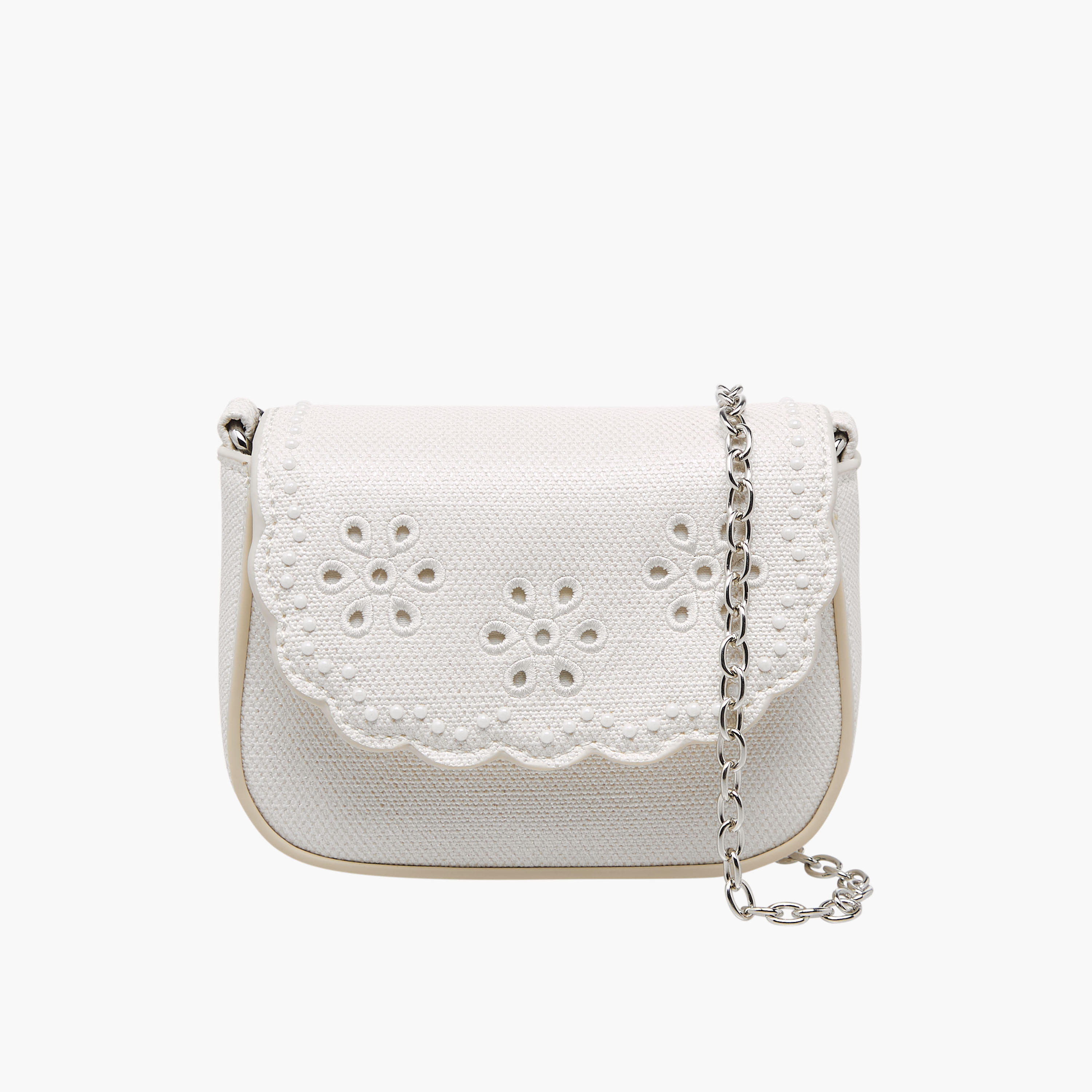 Little Missy Embroidered Crossbody Bag with Chain Strap-girls-accessories-bags-image-1