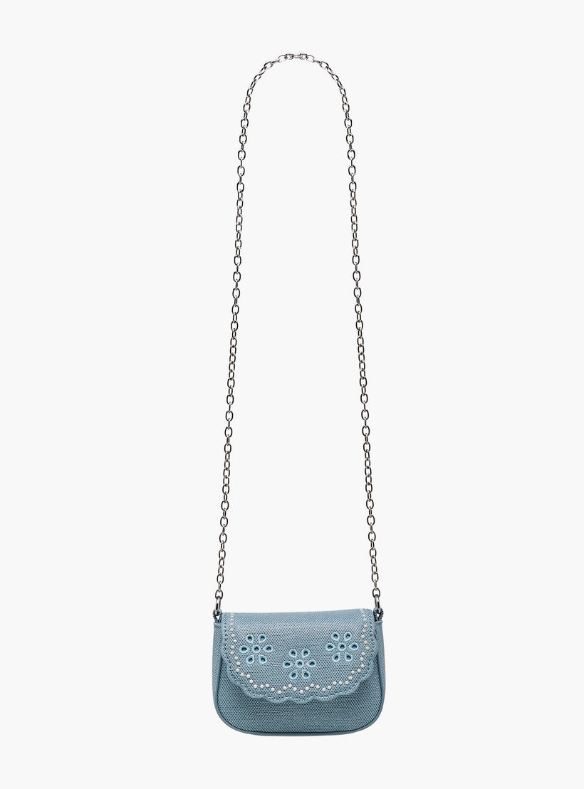 Little Missy Embroidered Crossbody Bag with Chain Strap-girls-accessories-bags-image-2