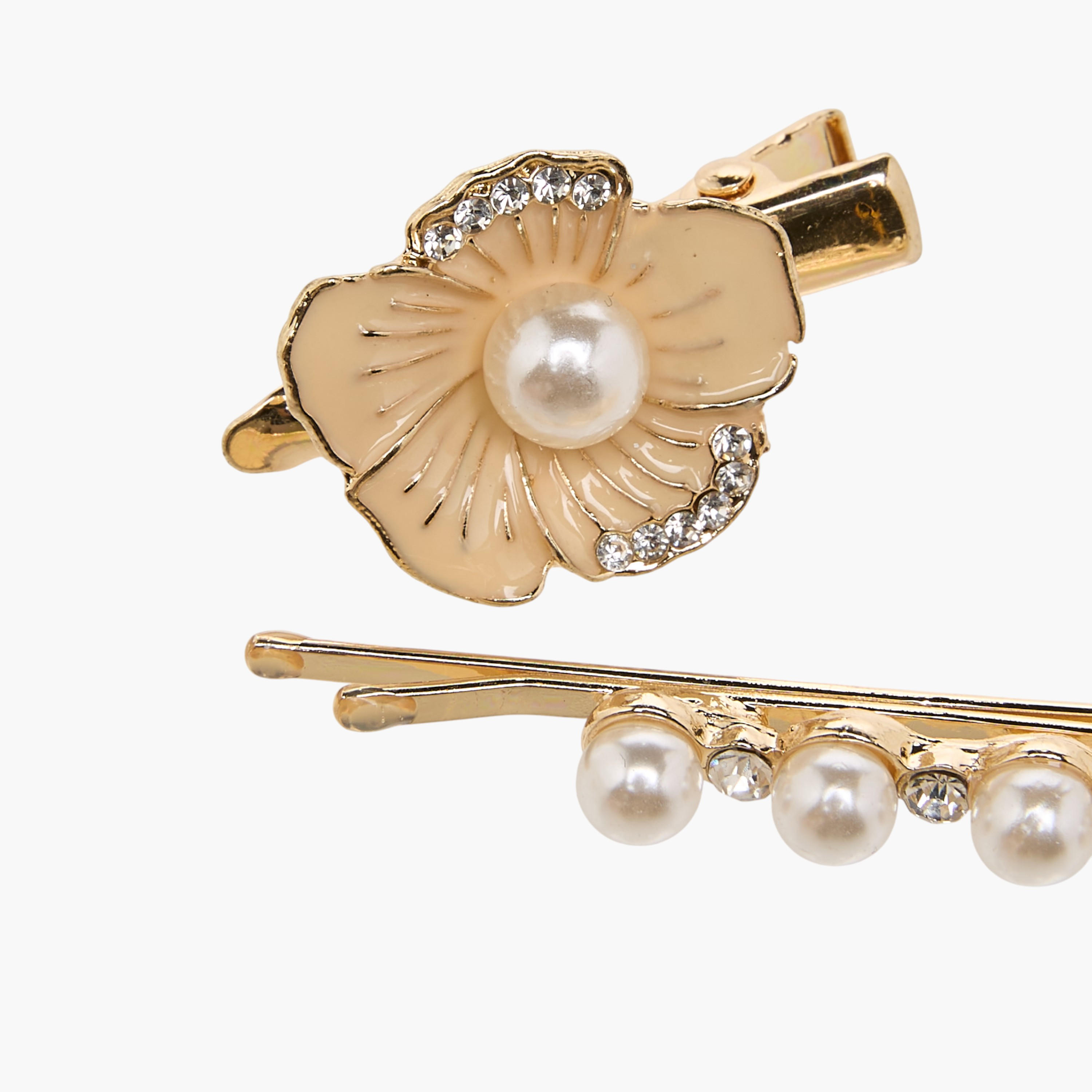 Pack of 4 Flora Bella Hair Clip and Hairpin with Pearl Embellishment-girls-accessories-hairaccessories-image-4
