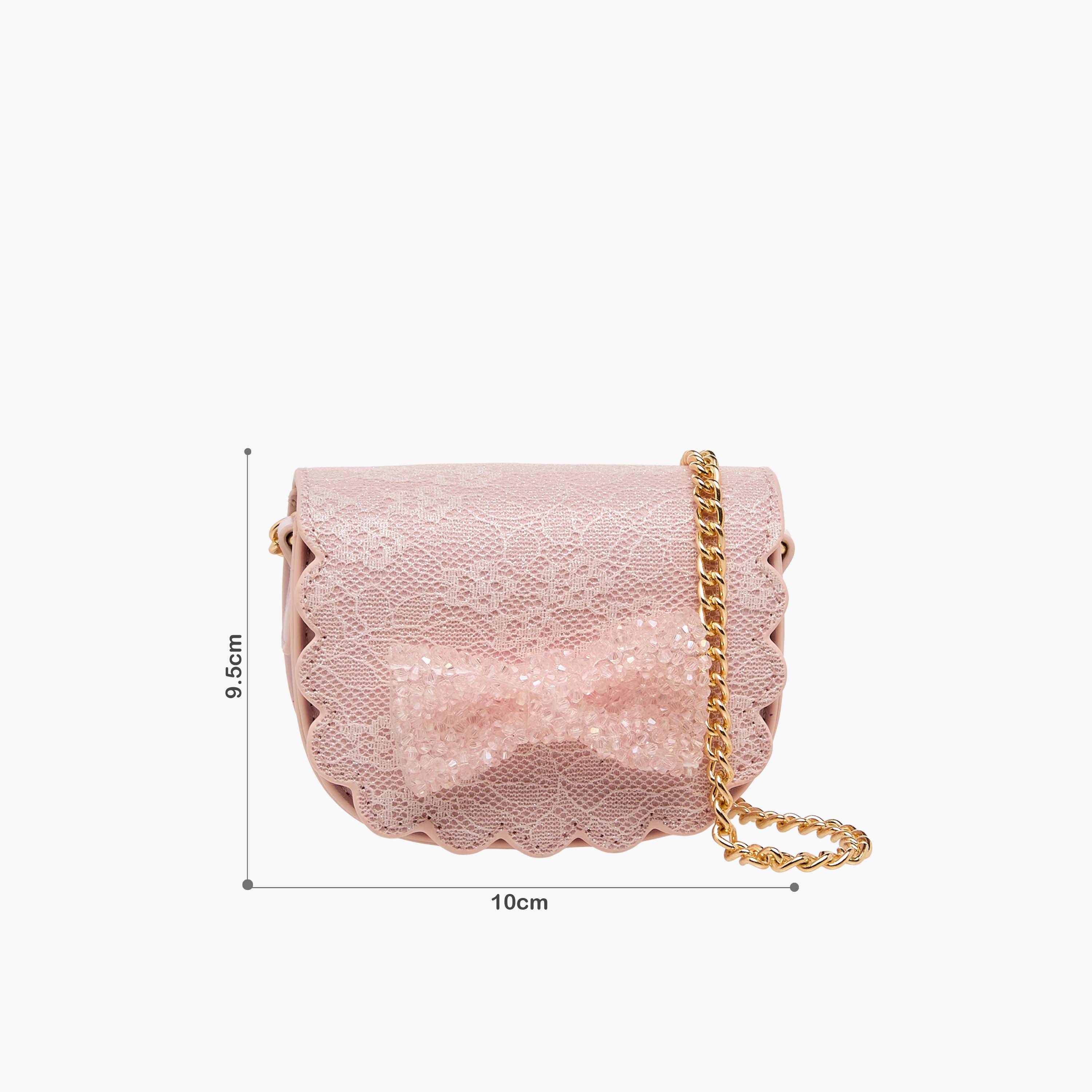 Little Missy Bow Embellished Crossbody Bag with Chain Strap-girls-accessories-bags-image-2