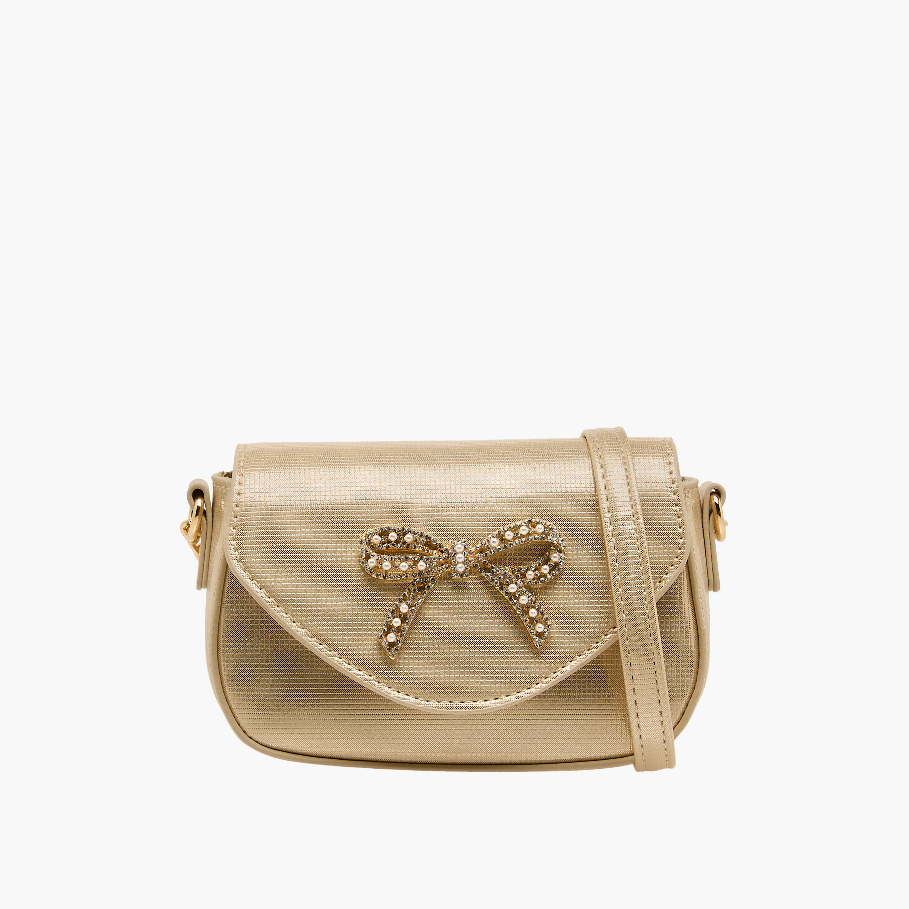 Celeste Bow Embellished Crossbody Bag with Chain Strap-girls-accessories-bags-image-1