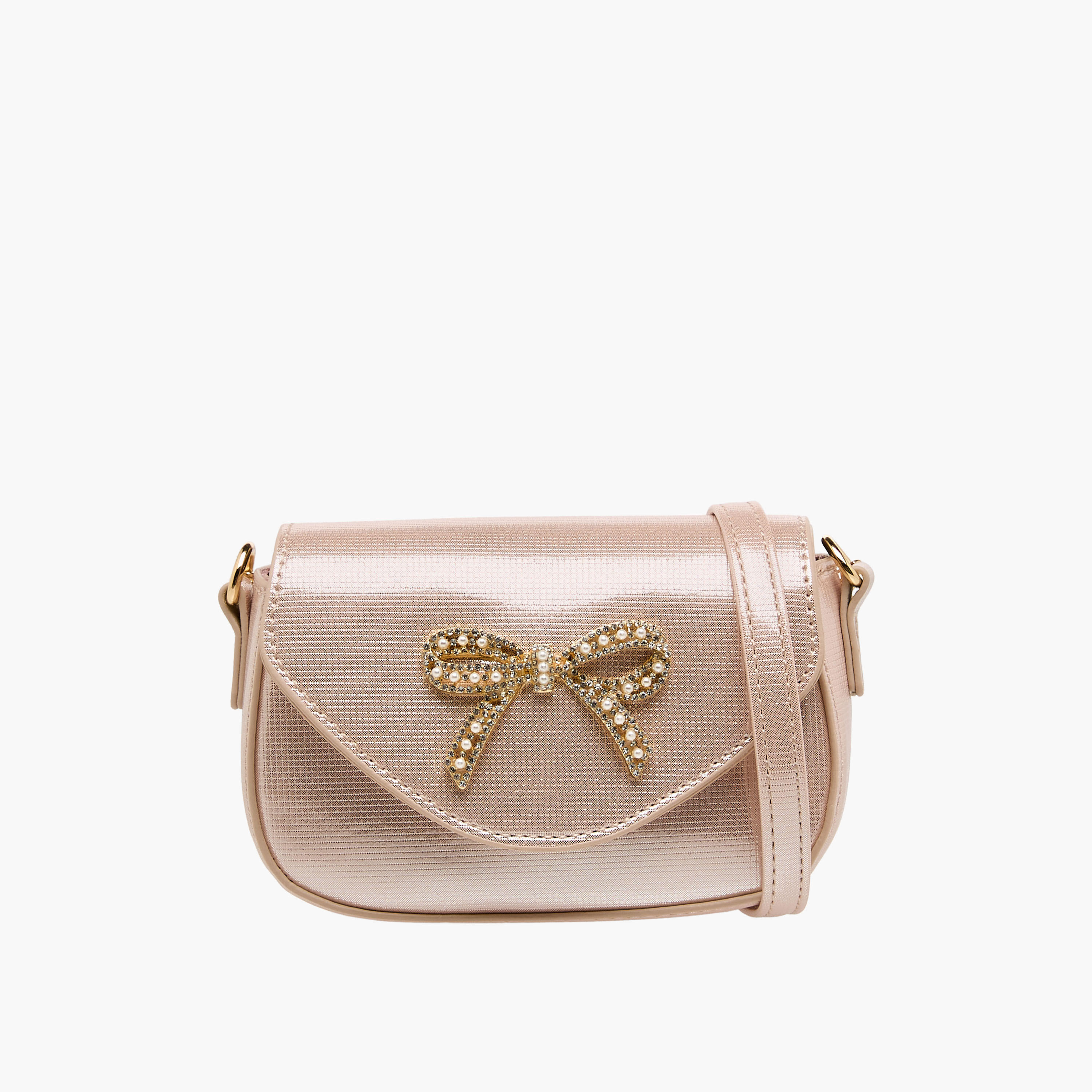 Celeste Bow Embellished Crossbody Bag with Chain Strap-girls-accessories-bags-image-1