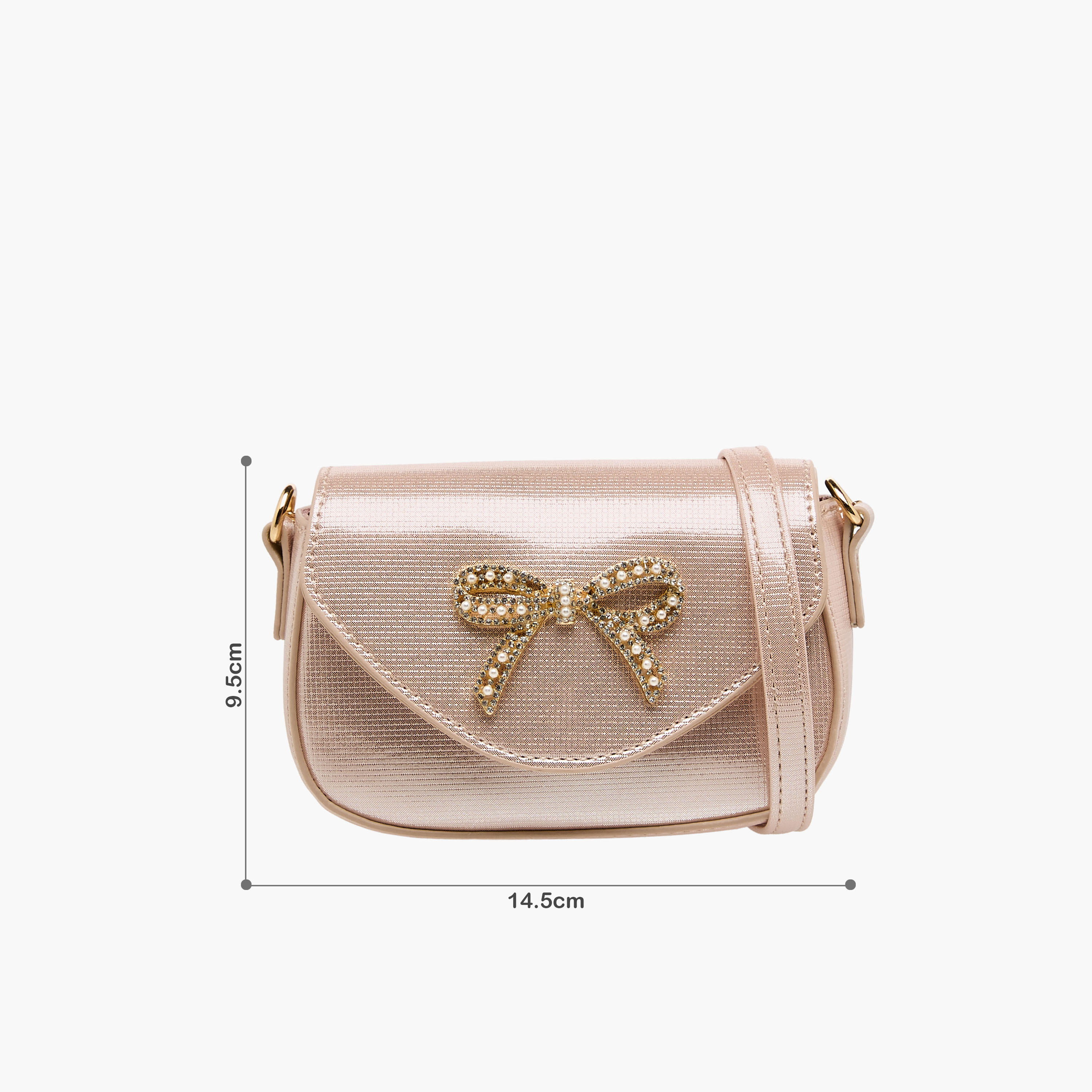 Celeste Bow Embellished Crossbody Bag with Chain Strap-girls-accessories-bags-image-2