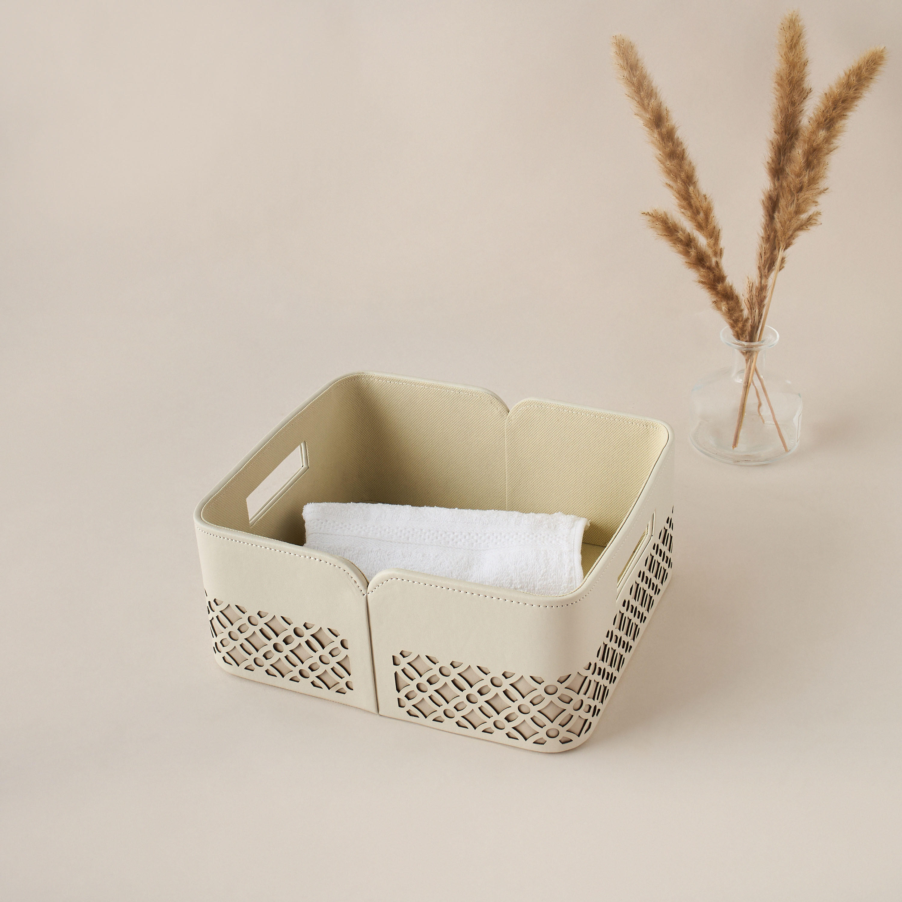 Cutwork Accent Storage Basket - 28x24x13 cms-household-storage-storagesolutions-storageboxesandbaskets-image-2