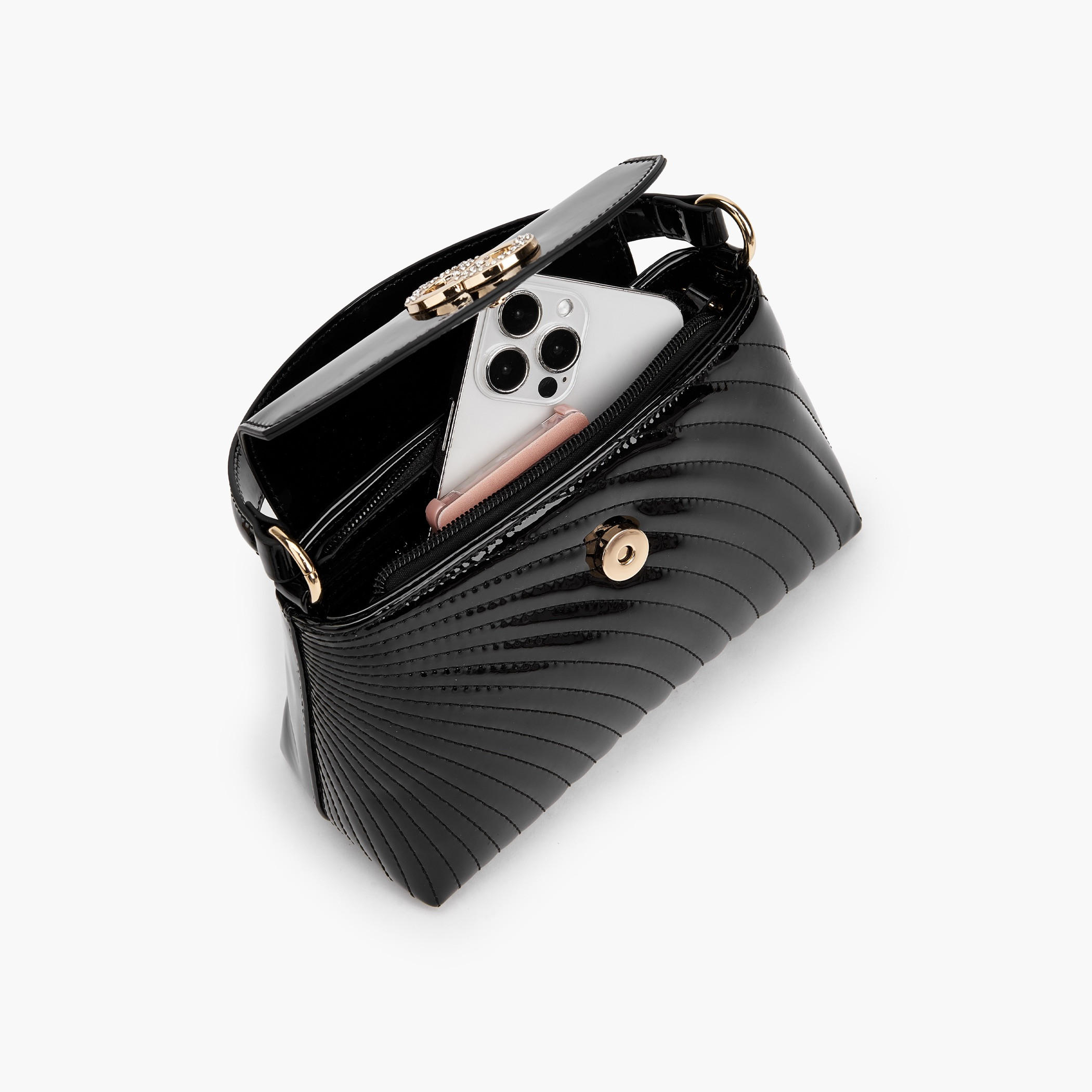 Celeste Quilted Crossbody Bag with Chain Strap-women-bagsandwallets-handbags-image-8