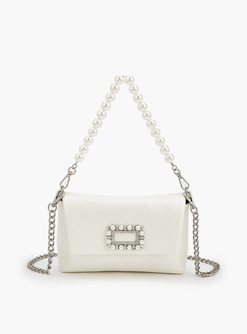 Celeste Pearl Embellished Crossbody Bag with Chain Strap-women-bagsandwallets-handbags-image-1