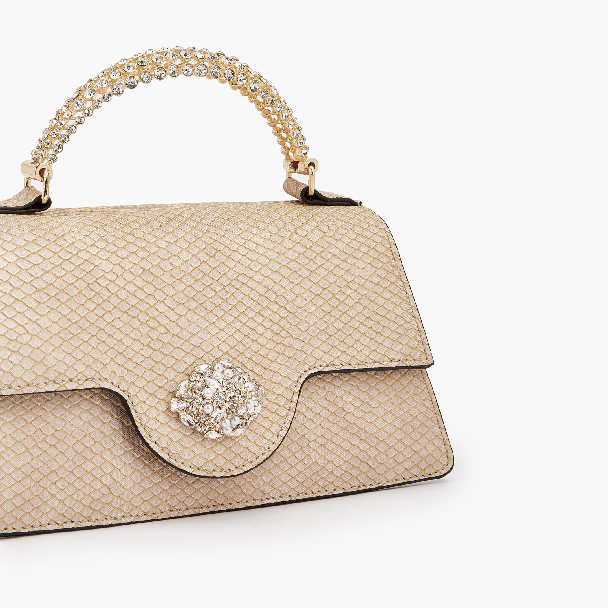 Celeste Stone Embellished Satchel Bag with Chain Strap-women-bagsandwallets-handbags-image-4