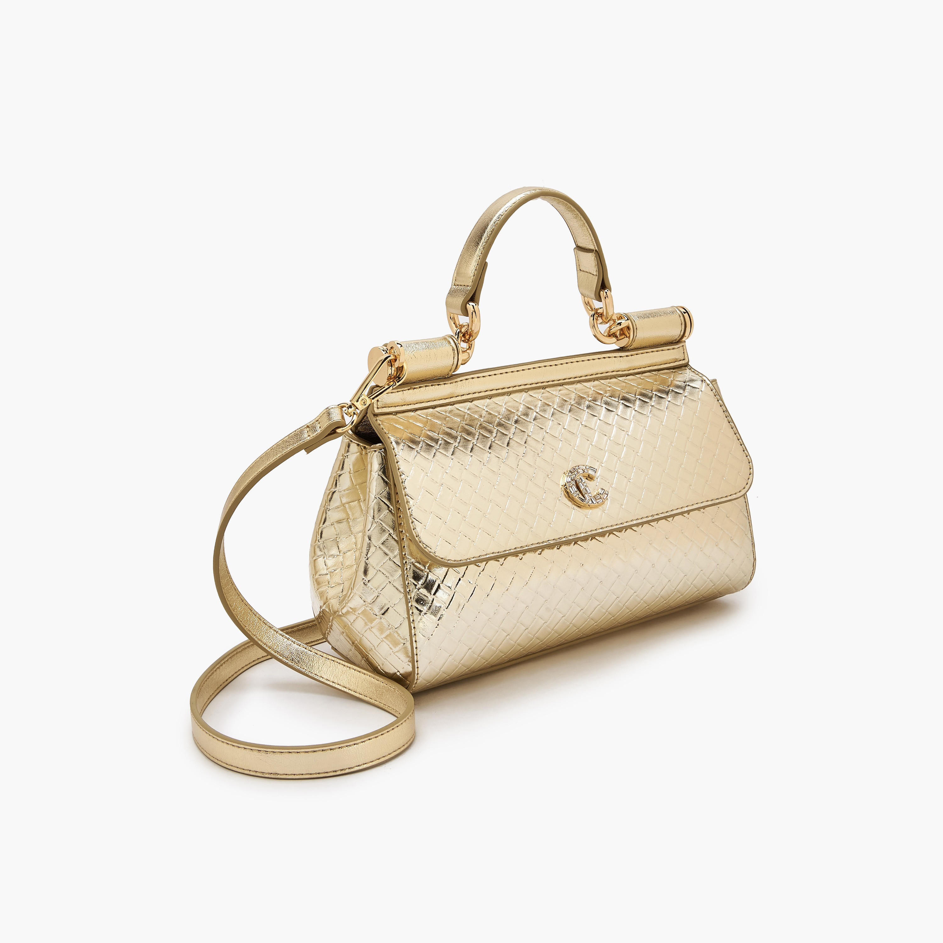 Le Confort Weave Textured Satchel Bag with Detachable Strap-women-bagsandwallets-handbags-image-3