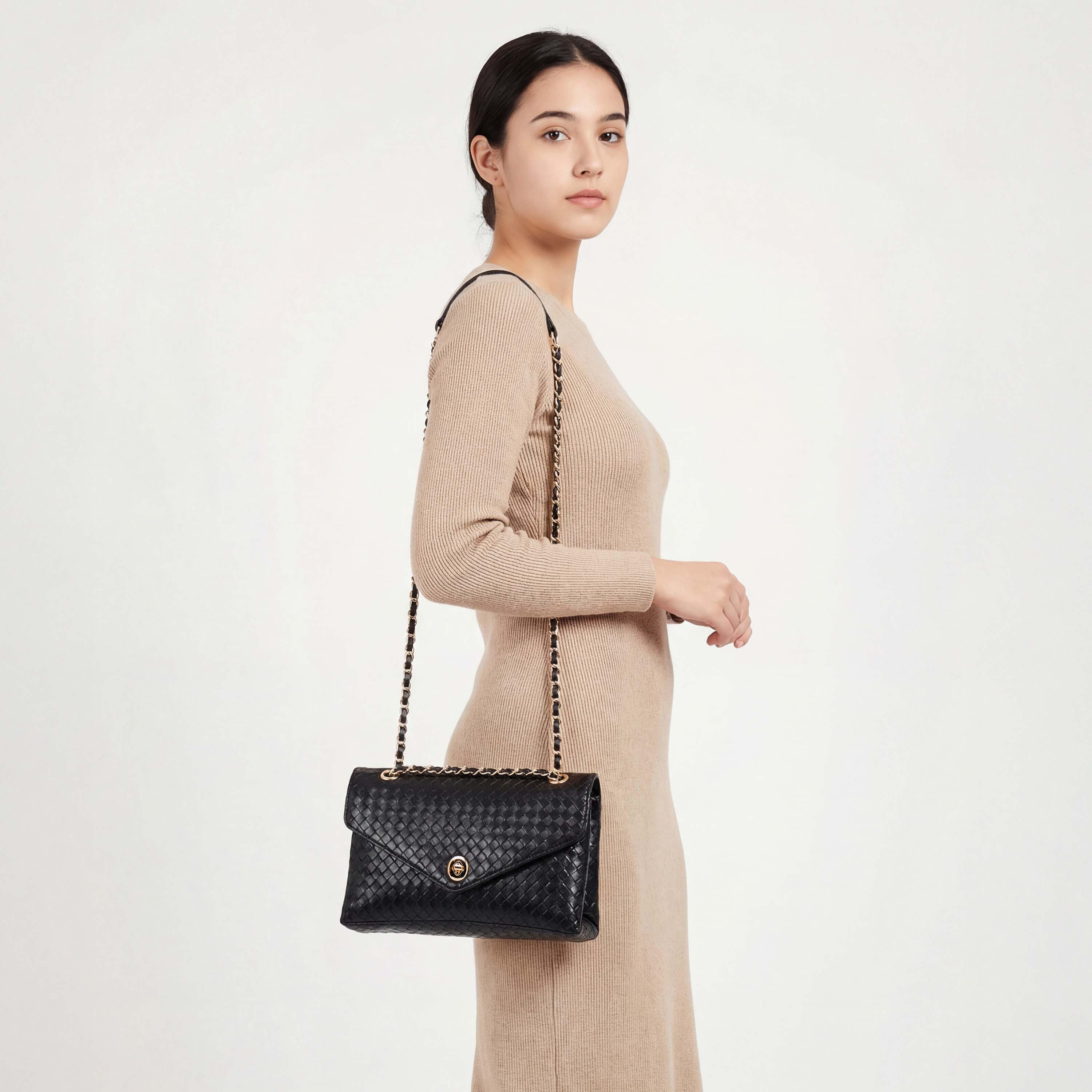 Le Confort Weave Textured Crossbody Bag with Chain Strap-women-bagsandwallets-handbags-image-3