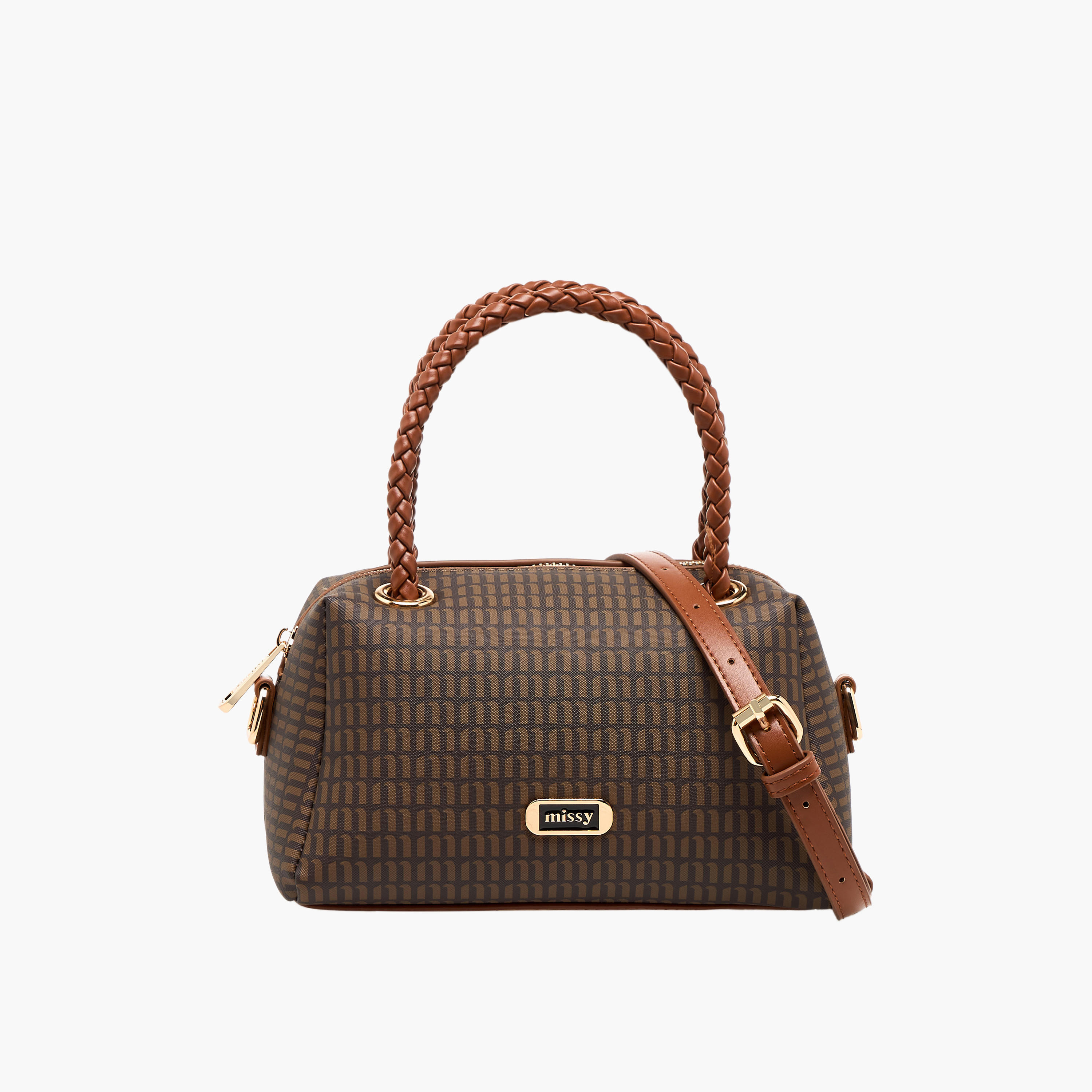 شنطة توت بطبعات مونوجرام ومقبض مزدوج من ميسي-women-bagsandwallets-handbags-image-1