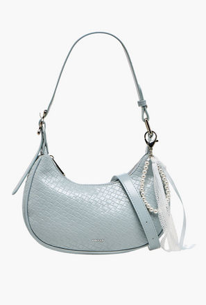 Missy Textured Shoulder Bag with Pearl Ribbon Bag Charm-women-image-1