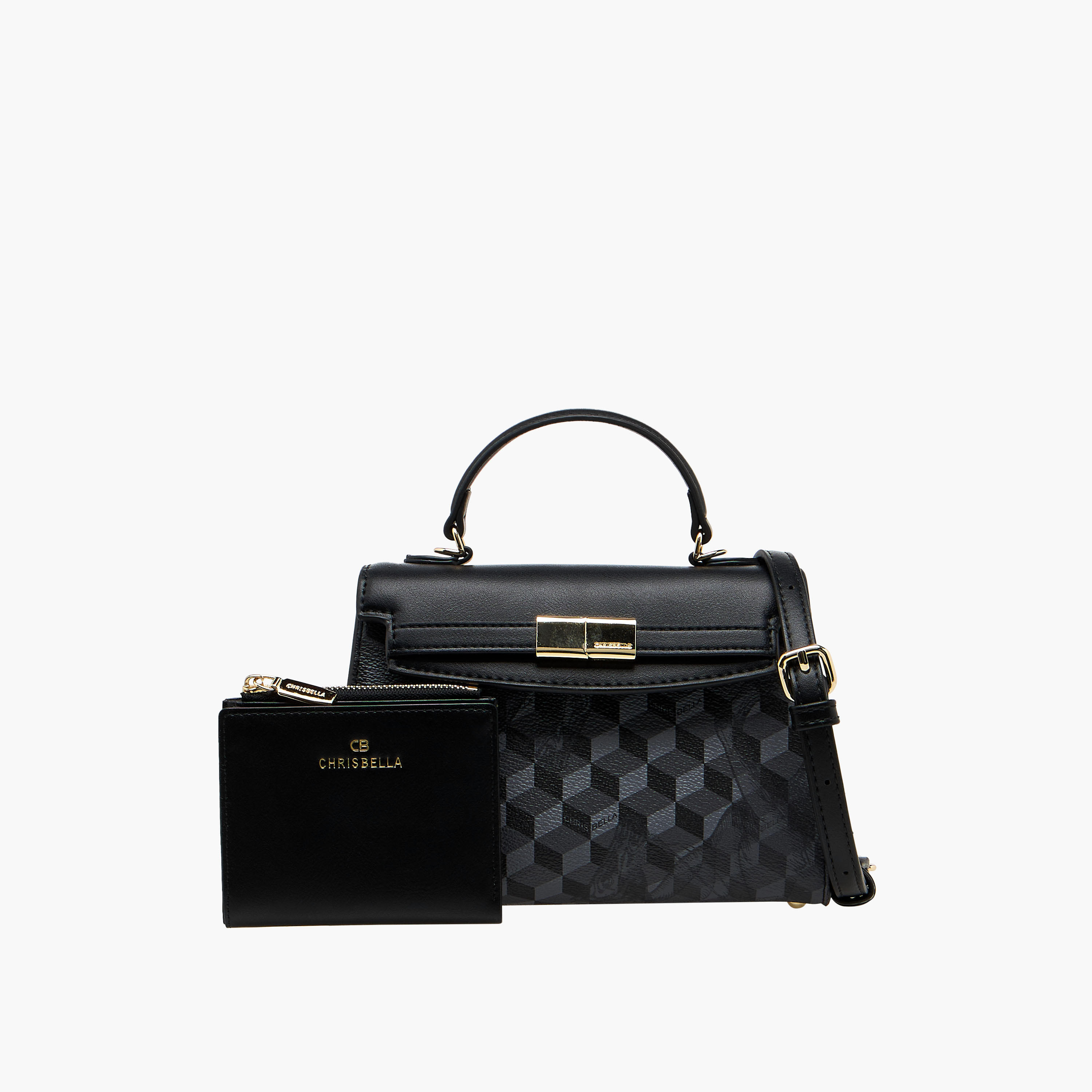 Chrisbella Geometric Print Crossbody Bag with Wallet-women-bagsandwallets-handbags-image-1