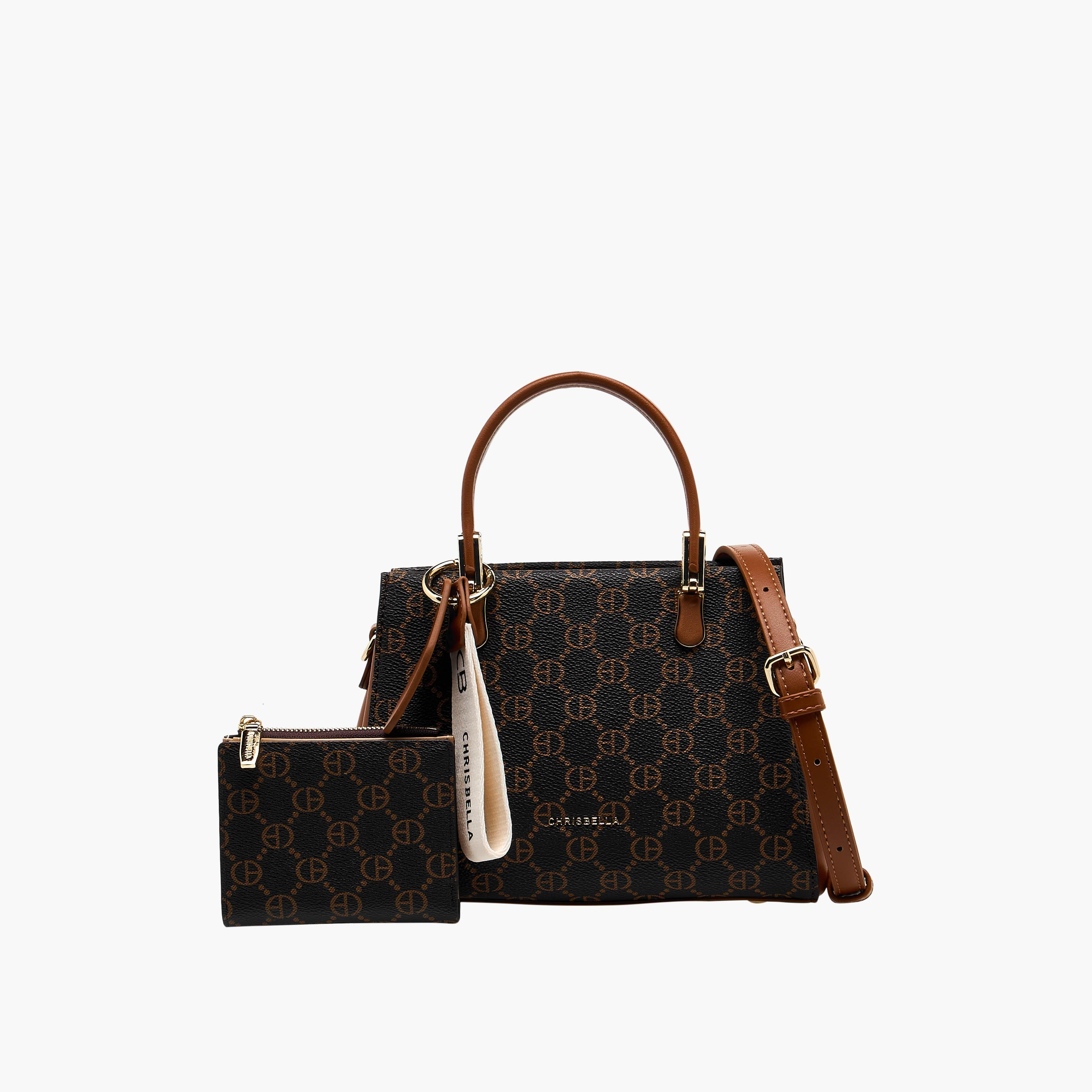 شنطة ساتشيل بطبعات مع محفظة من كريسبيلا-women-bagsandwallets-handbags-image-1