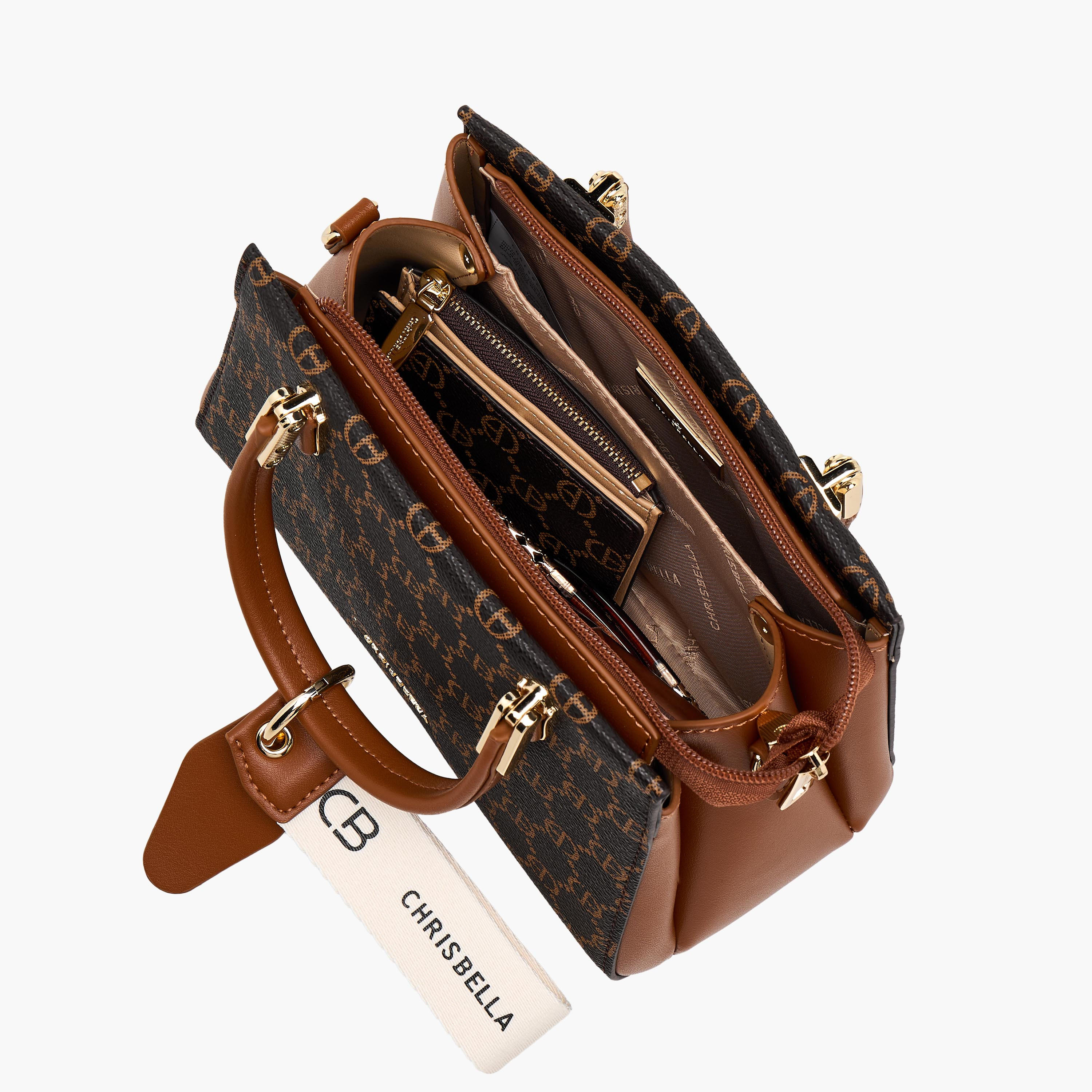 شنطة ساتشيل بطبعات مع محفظة من كريسبيلا-women-bagsandwallets-handbags-image-11
