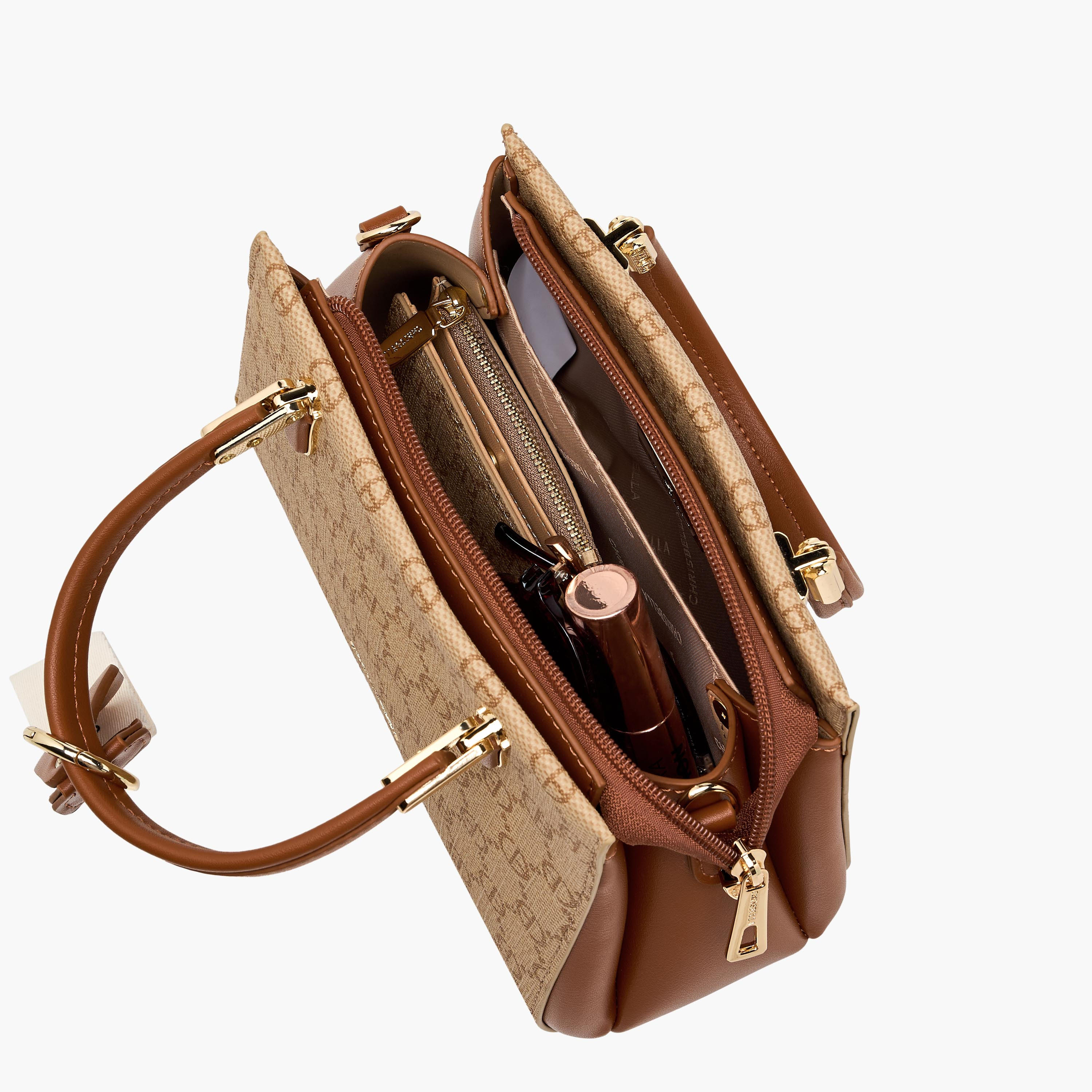 Chrisbella Monogram Print Satchel Bag with Wallet-women-bagsandwallets-handbags-image-11